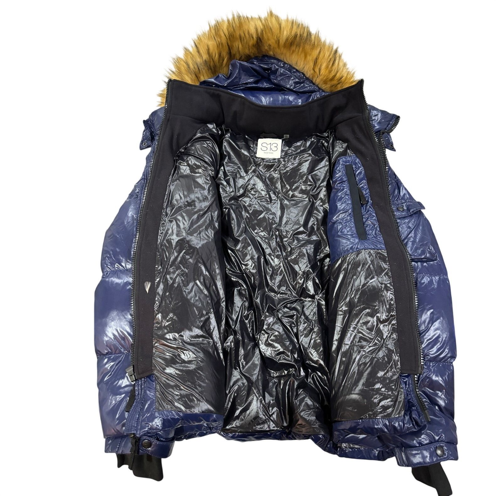 Other *R39 S13 Men's Faux Fur Lined Hoodie Puffer Jacket Navy XL Size US XL / EU 56 / 4 - 3 Thumbnail
