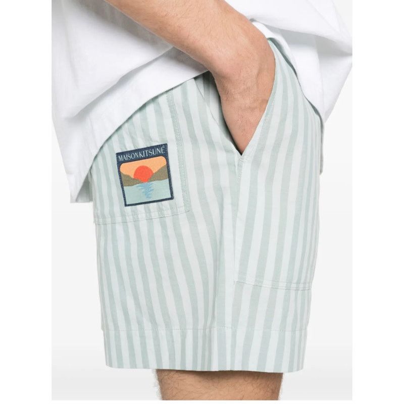 Maison Kitsune Maison Kitsune Mens Blue Striped Shorts Size L MSRP $419 Size US 32 / EU 48 - 5 Thumbnail