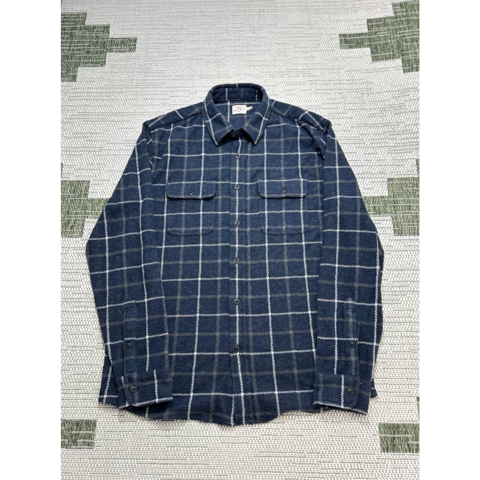 Faherty Faherty Legend Flannel Shirt Mens Large Blue White Button Up Size US L / EU 52-54 / 3 - 2 Thumbnail