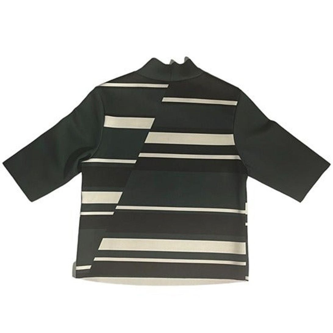 Zara Zara Crop Top Offset Striped Black Olive Blouse Size S USED Size S / US 4 / IT 40 - 4 Thumbnail