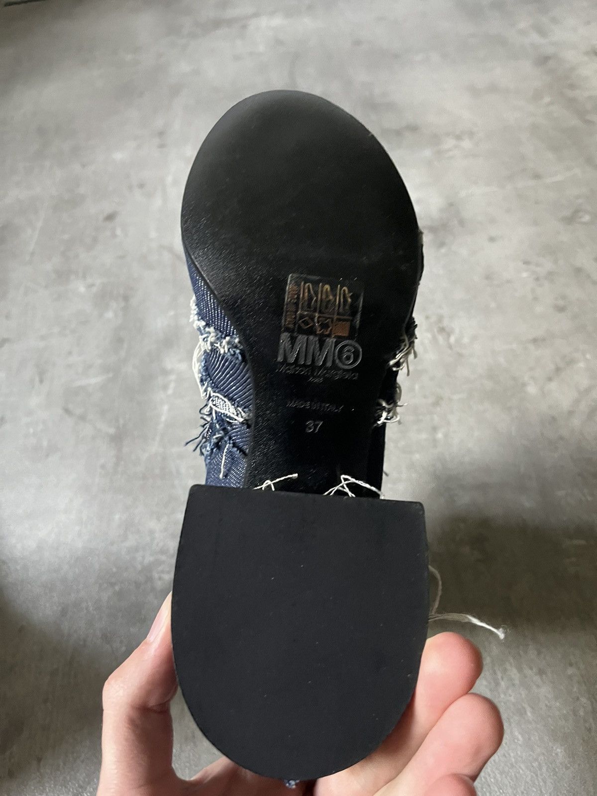 Maison Margiela MM6 Maison Margiela women's denim navy heel boots Size US 6.5 / IT 36.5 - 10 Thumbnail
