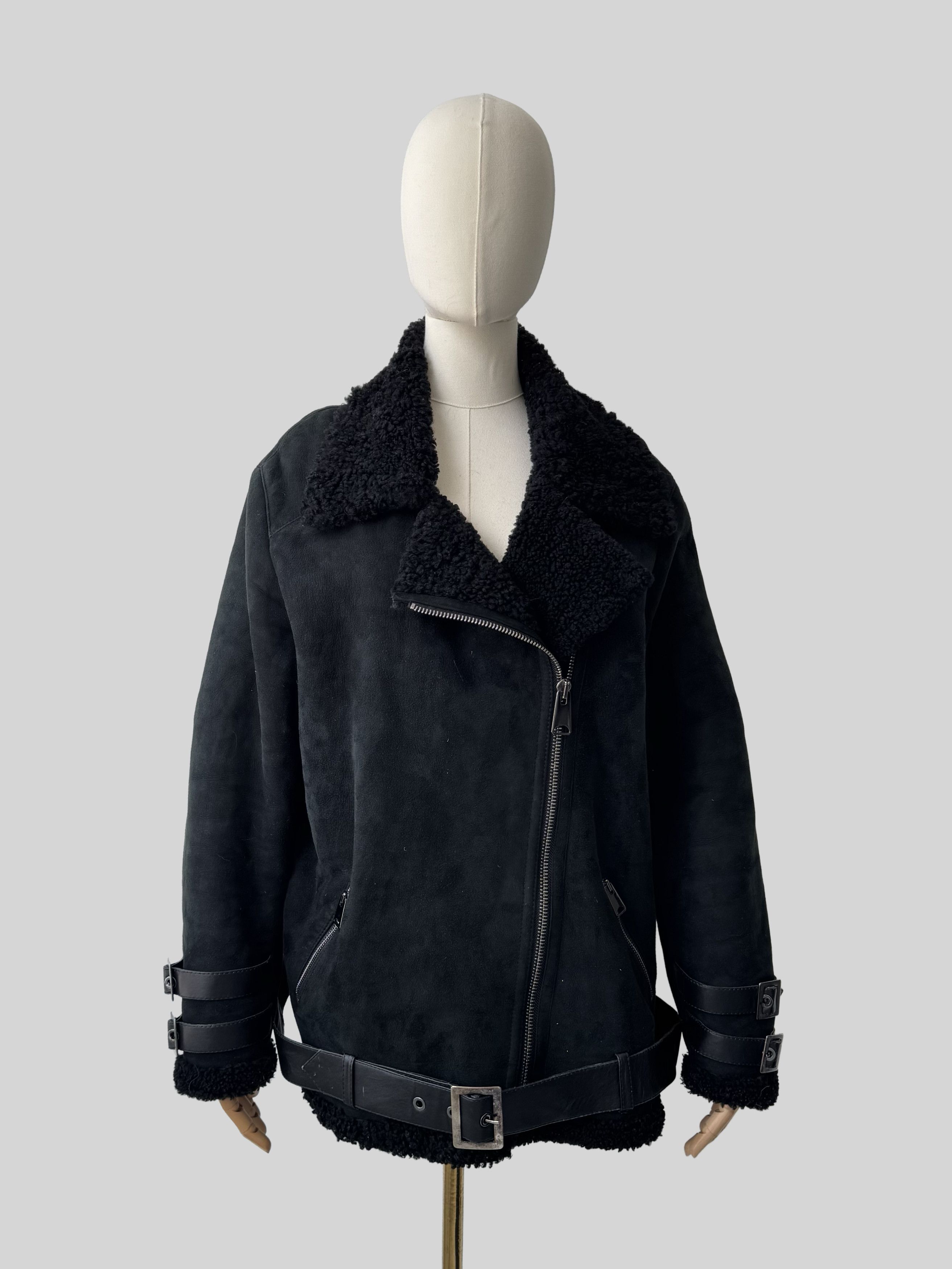 Vintage Vintage Real Sheepskin Coat With Belts (ET1)(D15) Size L / US 10 / IT 46 - 1 Thumbnail