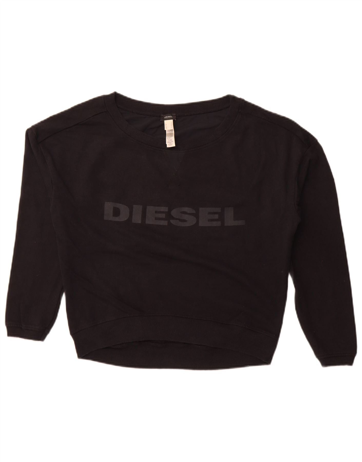 Diesel Womens Overd Graphic Sweatshirt Jumper UK 6 XS Black Cotton Size XL / US 12-14 / IT 48-50 - 1 Thumbnail
