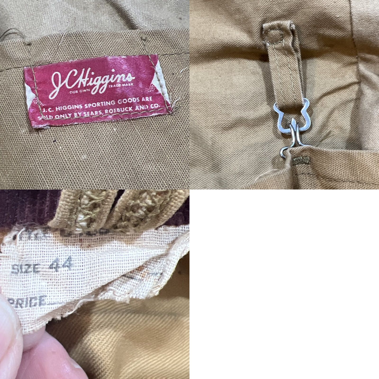 Thrasher VINTAGE JC Higgins Jacket 44 Tan Canvas Hunting Men Corduroy Collar Thrashed Size US S / EU 44-46 / 1 - 11 Thumbnail