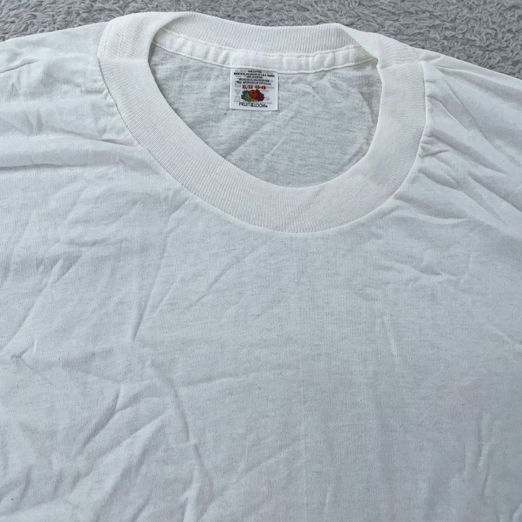 Fruit Of The Loom Vtg Blank White Fruit of the Loom T-Shirt Mens Large Crewneck Short Sleeve Tee Size US L / EU 52-54 / 3 - 2 Thumbnail