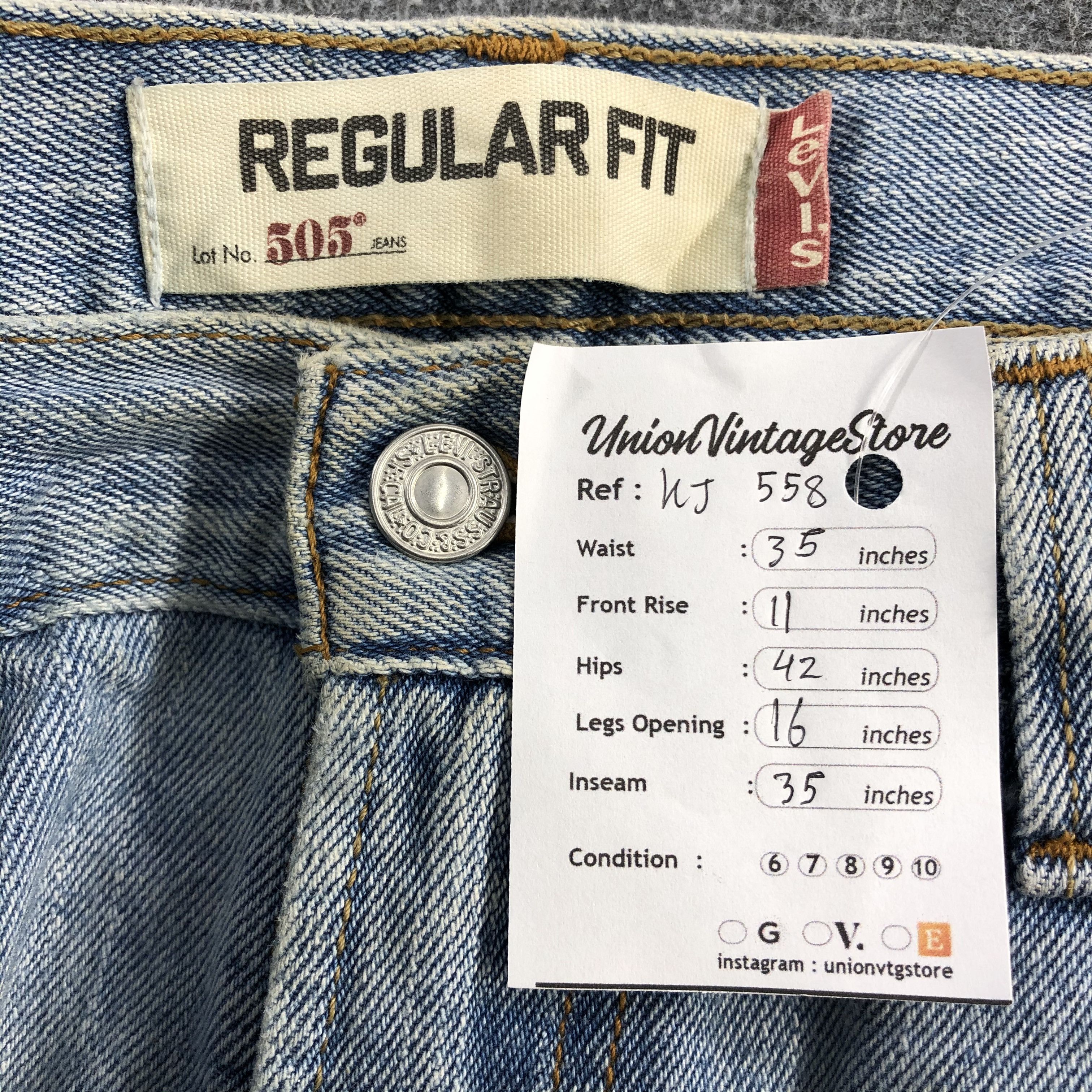Levi's Dirty Wash Vintage Levi's 505 Jeans Regular Fit Denim KJ558 Size US 33 - 12 Thumbnail