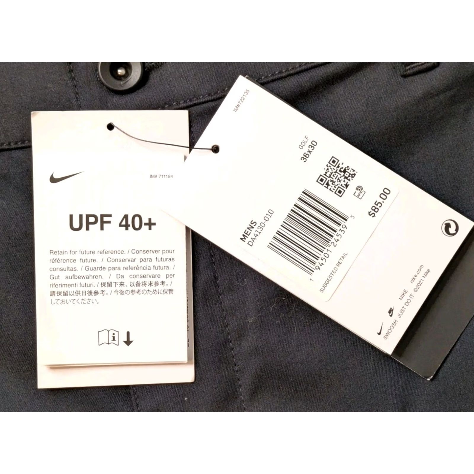 Nike Nike Chino Golf Pants 36x30 Slim Fit Black Stretch Tech UPF 40+ UV NWT NEW Mens Size US 36 / EU 52 - 3 Thumbnail