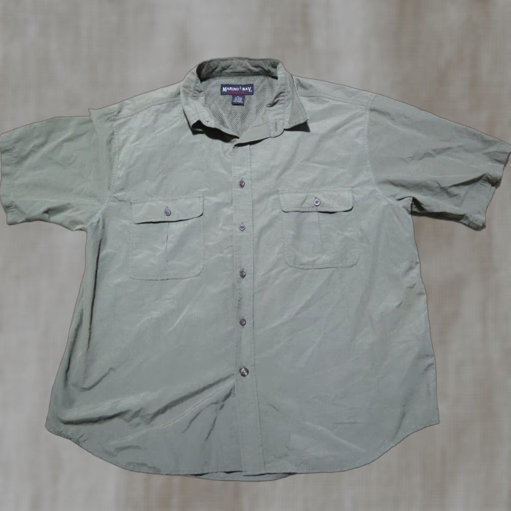 Vintage Marino Bay Shirt Button-Up Casual Men XL Green Plaid Short Sleeve Collared pockets Outdoorsstyle Size US XL / EU 56 / 4 - 1 Thumbnail
