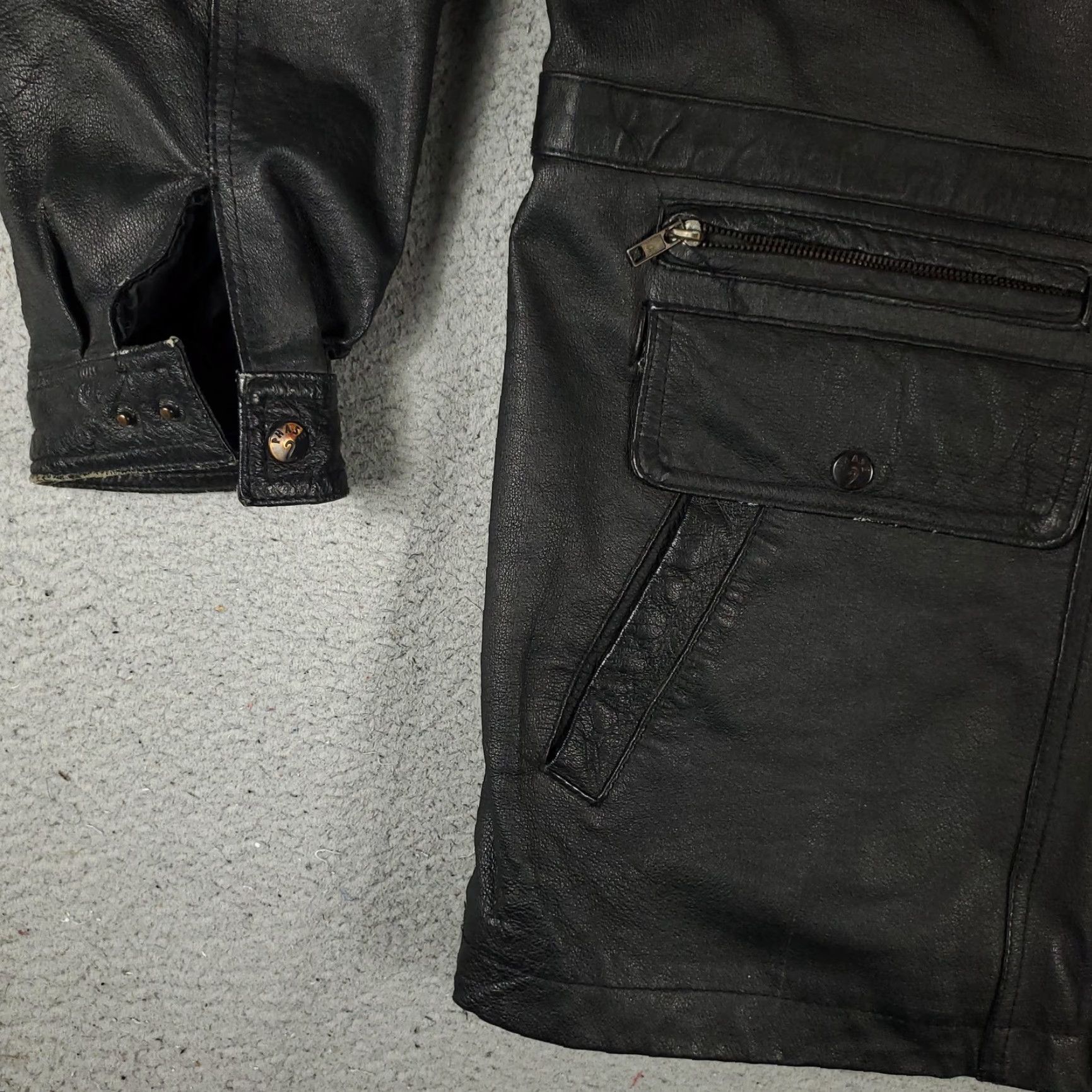 Vintage Phase 2 Jacket Mens Large Leather Hooded Parka Pockets Zipless No Zipper Black Size US L / EU 52-54 / 3 - 3 Thumbnail