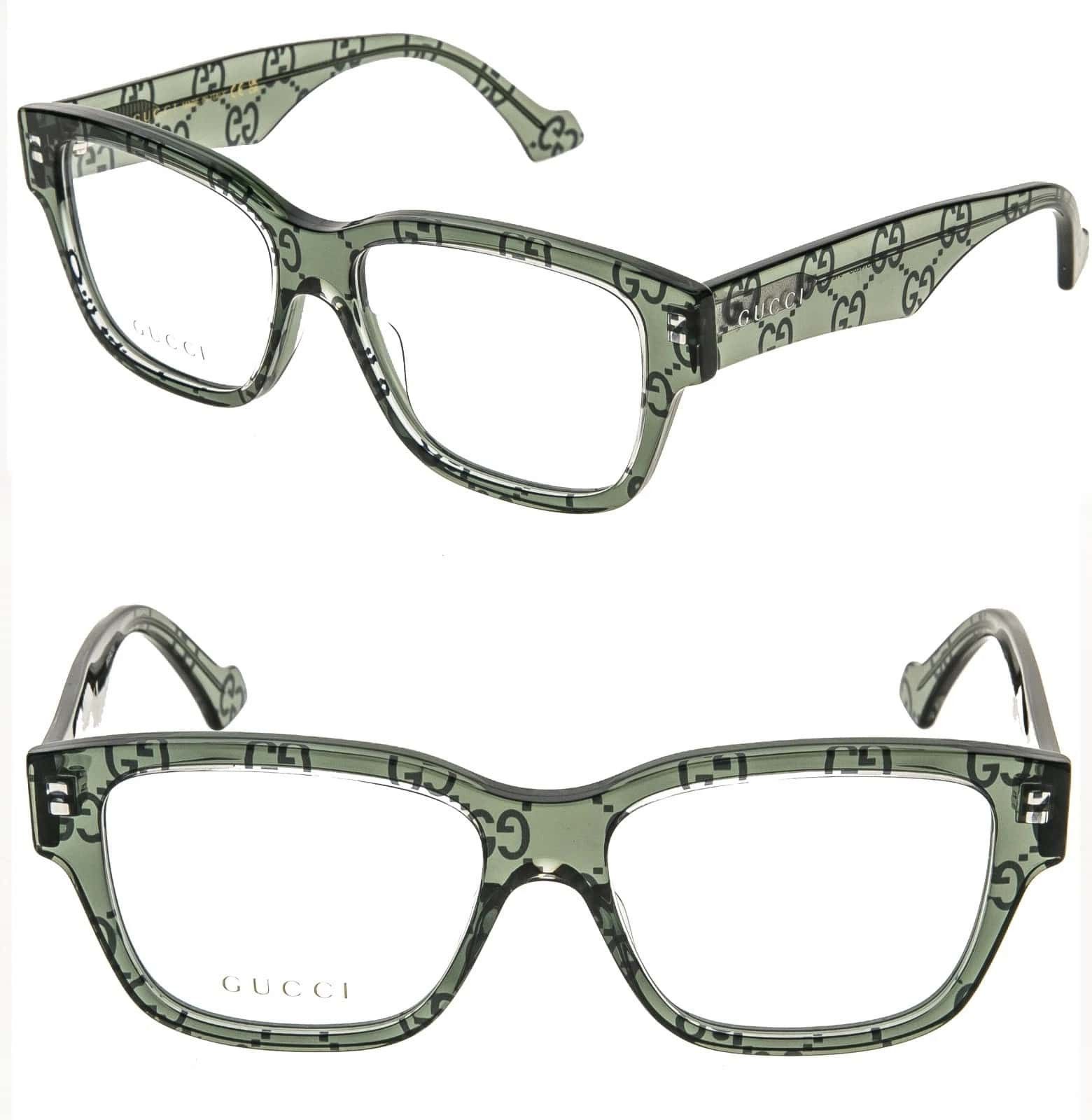 Gucci GUCCI GG1428O 1428 Crystal Green Print Eyeglasses 012 Size ONE SIZE - 1 Thumbnail