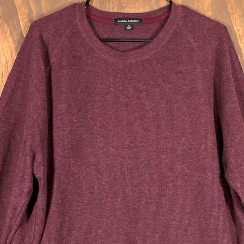 Banana Republic Banana Republic Mens Sweatshirt Burgundy Crew Neck Long Sleeve XL Pullover Knit Casual Business Workwear 90s Preppy Normcore Mens Size US XL / EU 56 / 4 - 2 Thumbnail