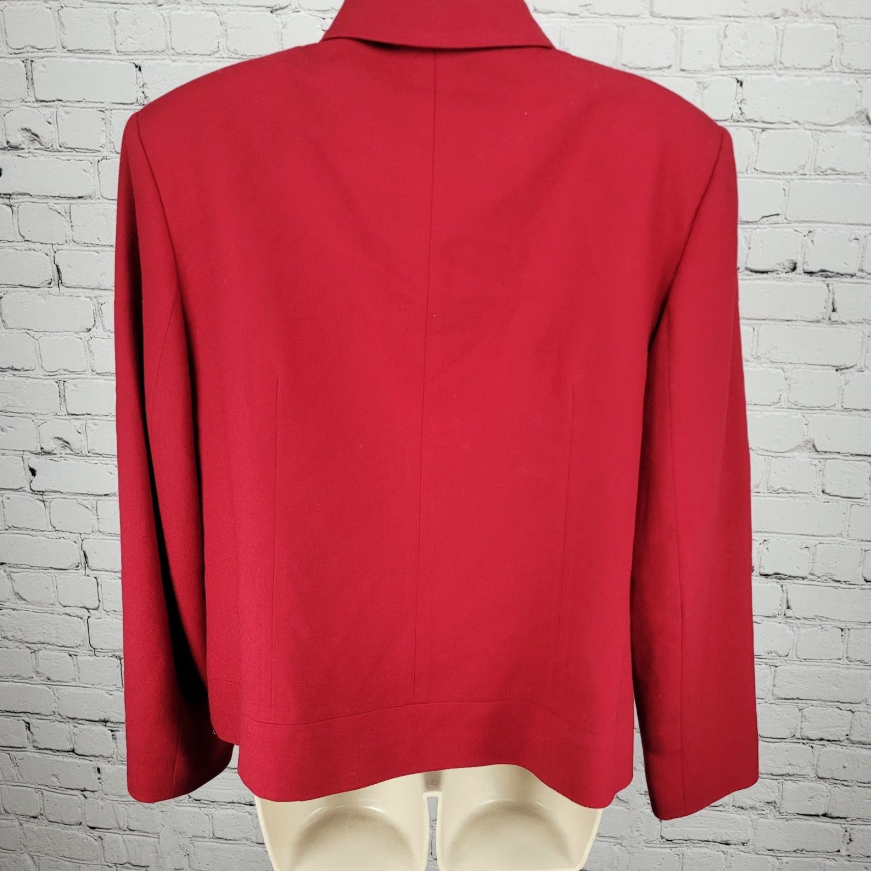 Talbots VINTAGE Talbots Blazer Shirt Jacket 14 Red 100% Wool Buttoned Collared Lined Long Sleeve Women’s Short Jacket/Coat Holiday Classic Size XL / US 12-14 / IT 48-50 - 2 Thumbnail