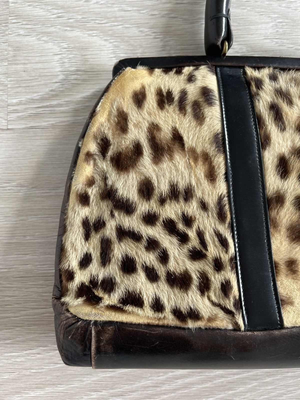 Vintage 40s/50s Leopard Print Fur & Leather Vintage Doctor Bag Purse Size ONE SIZE - 2 Thumbnail