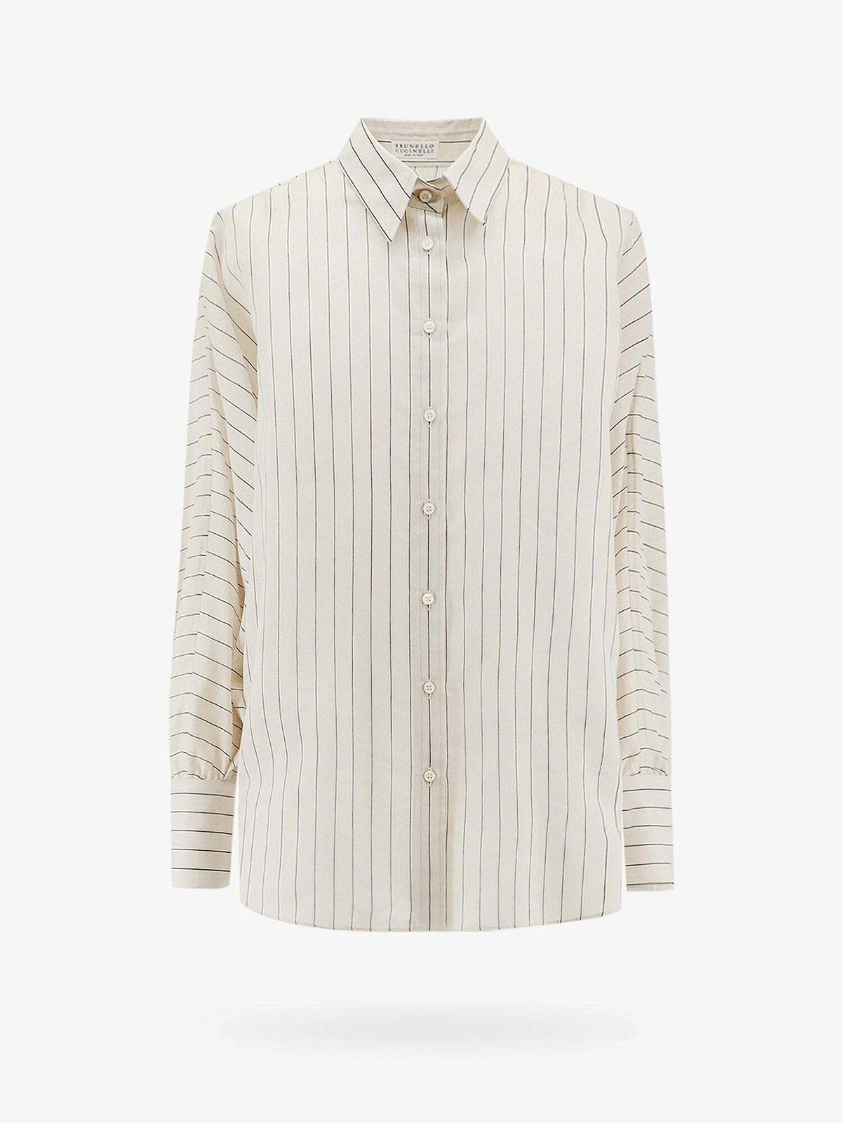 Brunello Cucinelli o1y0725 Striped Shirt in Off-White/Black Size S / US 4 / IT 40 - 1 Thumbnail