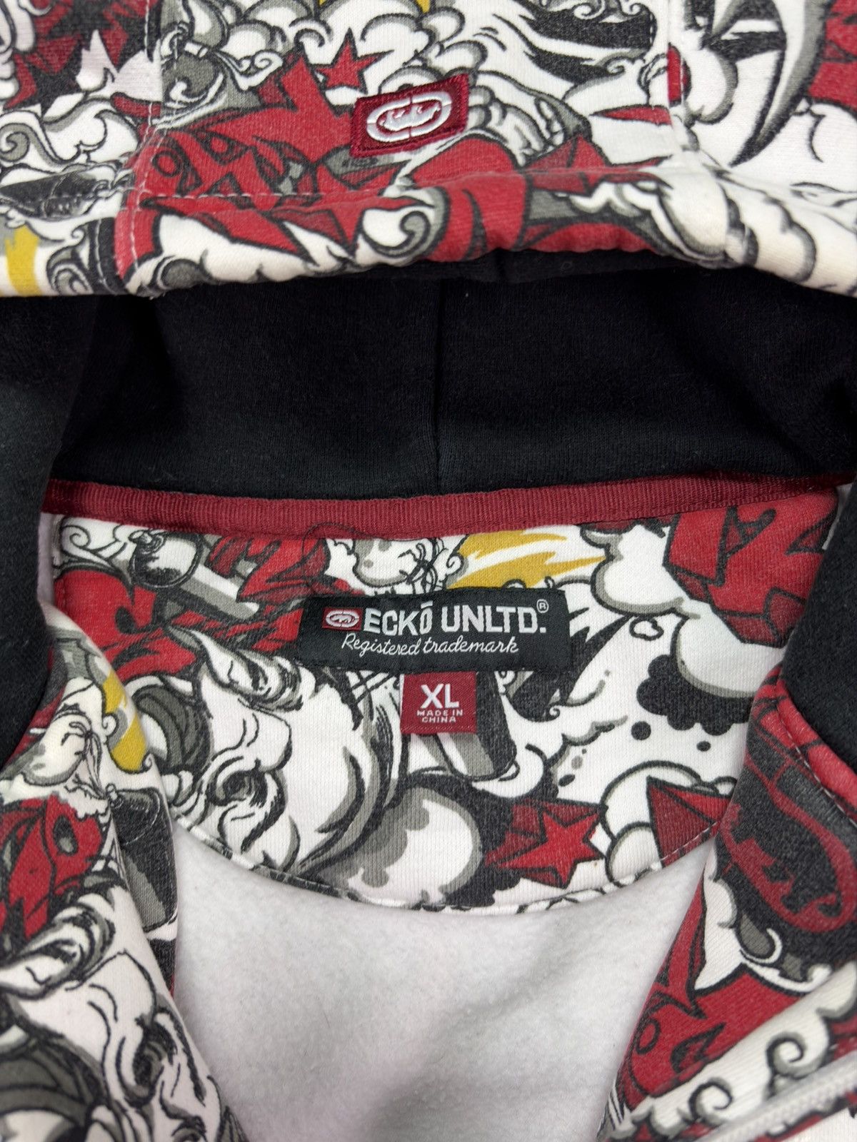 Ecko Unltd. 00s Ecko Unlimited AOP Multilogo Printed Baggy Zip Hoodie XL Size US XL / EU 56 / 4 - 10 Thumbnail