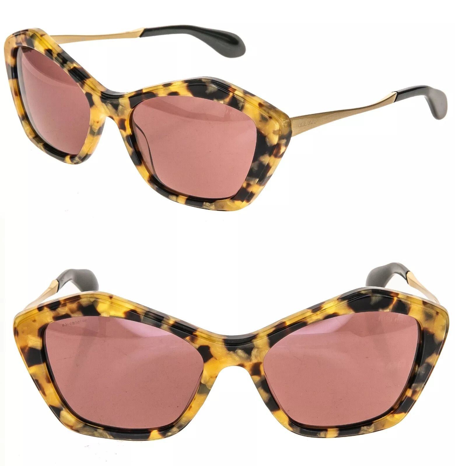 Miu Miu MIU MIU 02O Antique Gold Havana Red Cat Eye Geometric SMU02O Size ONE SIZE - 1 Thumbnail