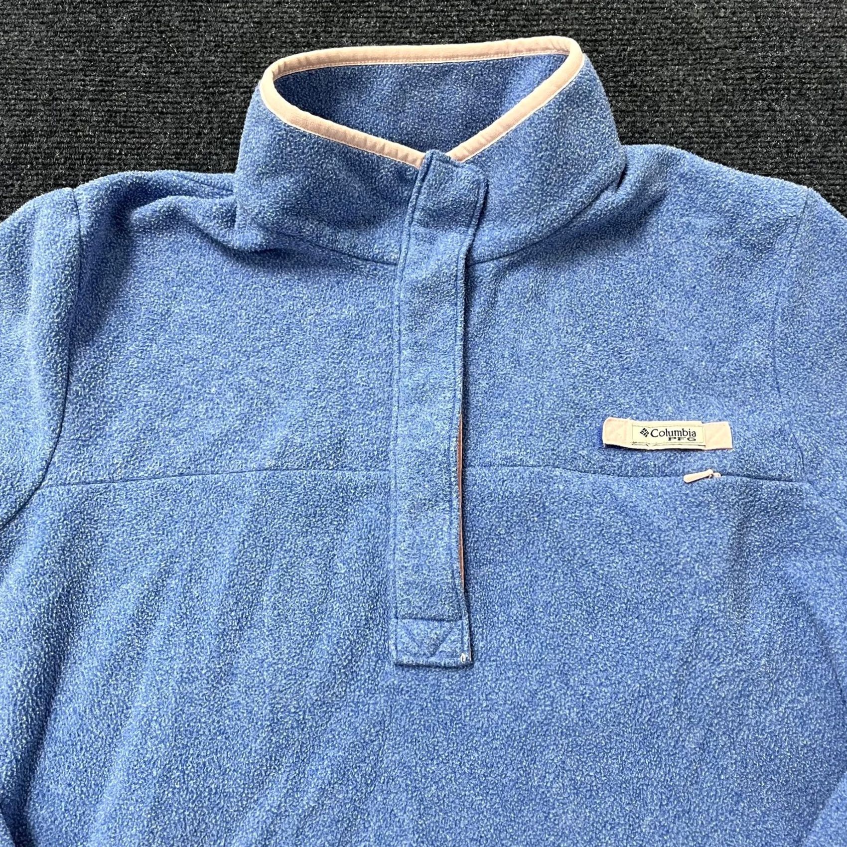 Vintage VINTAGE? No. Columbia Fleece Pullover Jacket Womens L Blue Pink Trim Quarter Snap Outdoor Ski Size L / US 10 / IT 46 - 2 Thumbnail