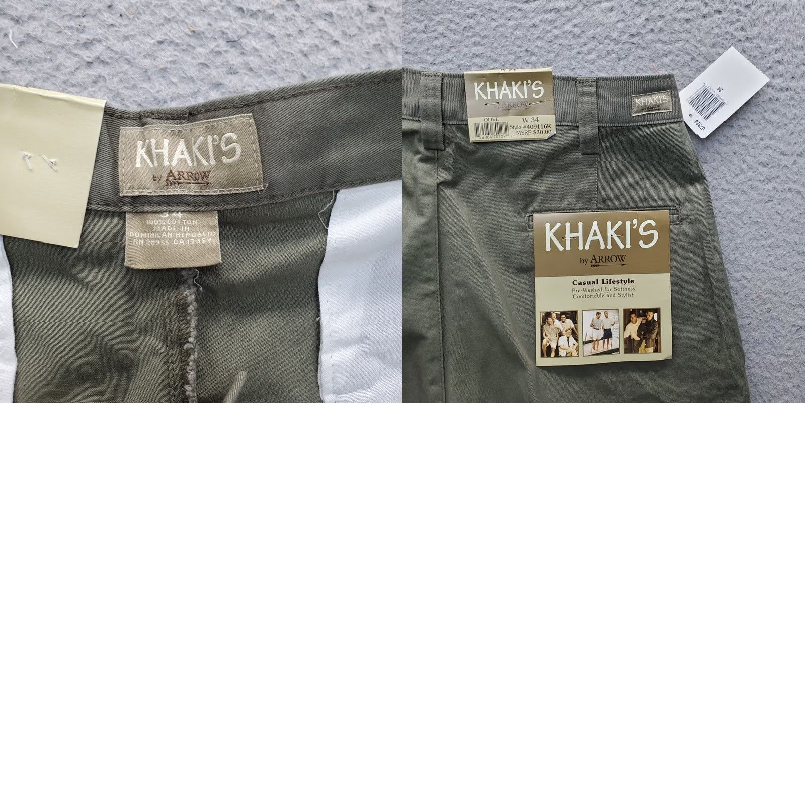 Arrow Arrow Khakis Shorts Mens 34W Green Classic Chino Casual Comfortable Charcoal Wash Size 34 Mens Size US 34 / EU 50 - 8 Thumbnail