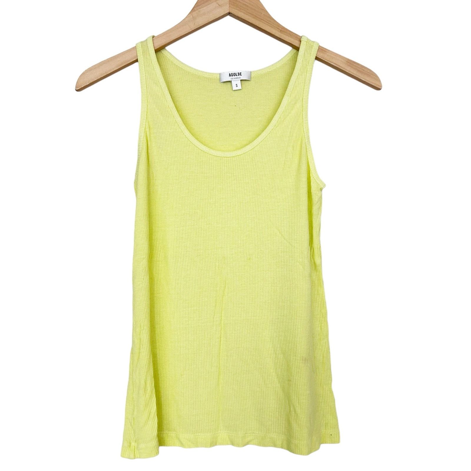 Agolde Agolde Yellow Ribbed Karla Tank Top Sz S Size S / US 4 / IT 40 - 1 Thumbnail