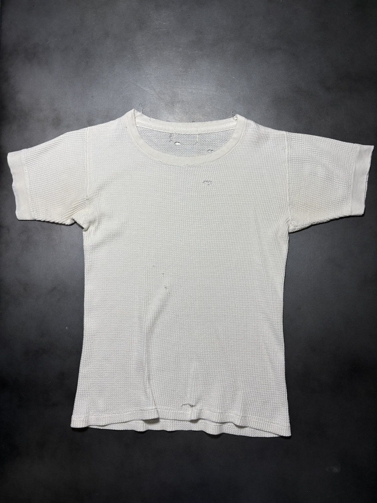 Vintage Thrashed Vintage Thermal T-Shirt Waffle Blank White Distress Size US S / EU 44-46 / 1 - 1 Thumbnail