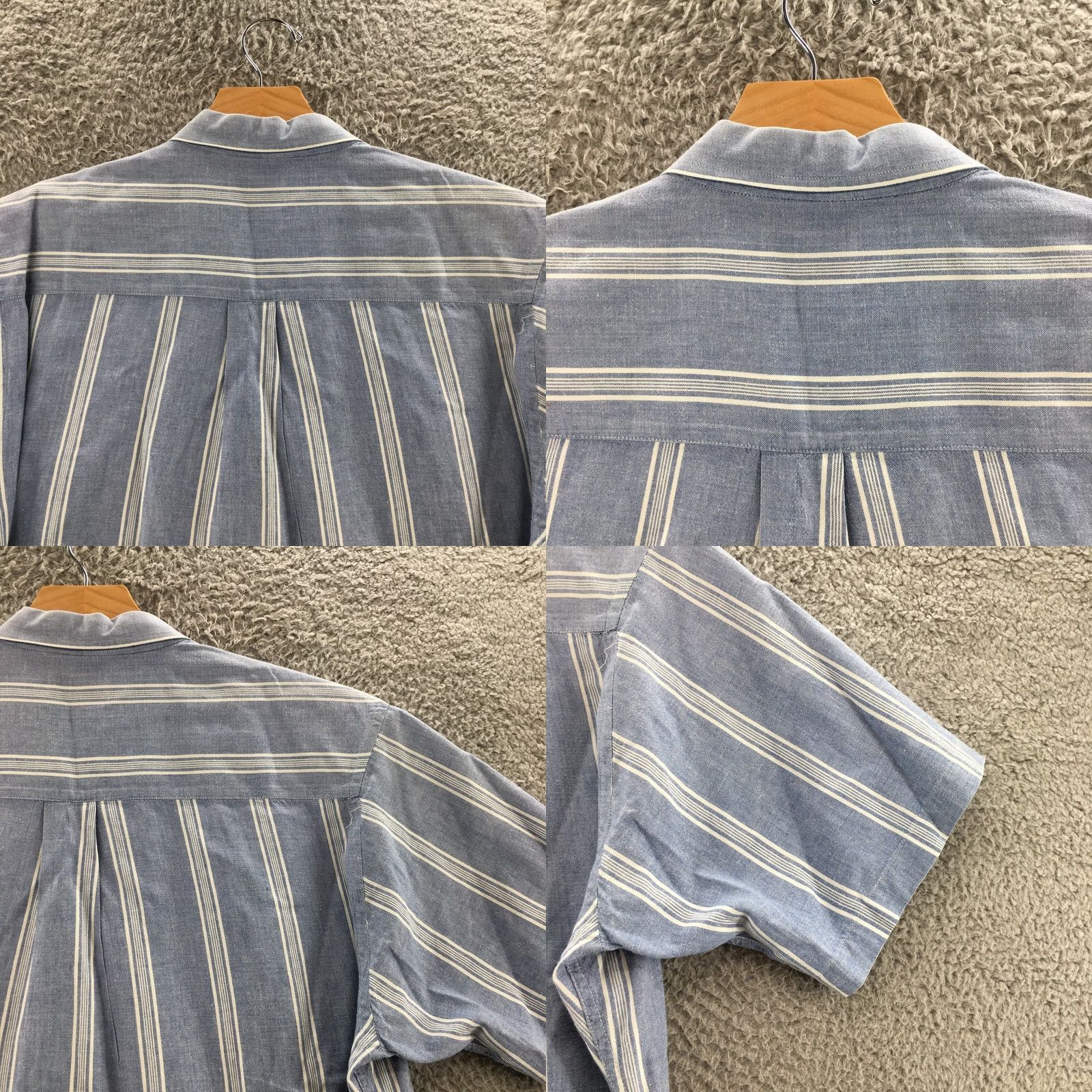 Jos. A. Bank Jos A Bank Joe's Casual Shirt Mens L Blue Striped Short Sleeve Button Up Cotton Size US L / EU 52-54 / 3 - 10 Thumbnail