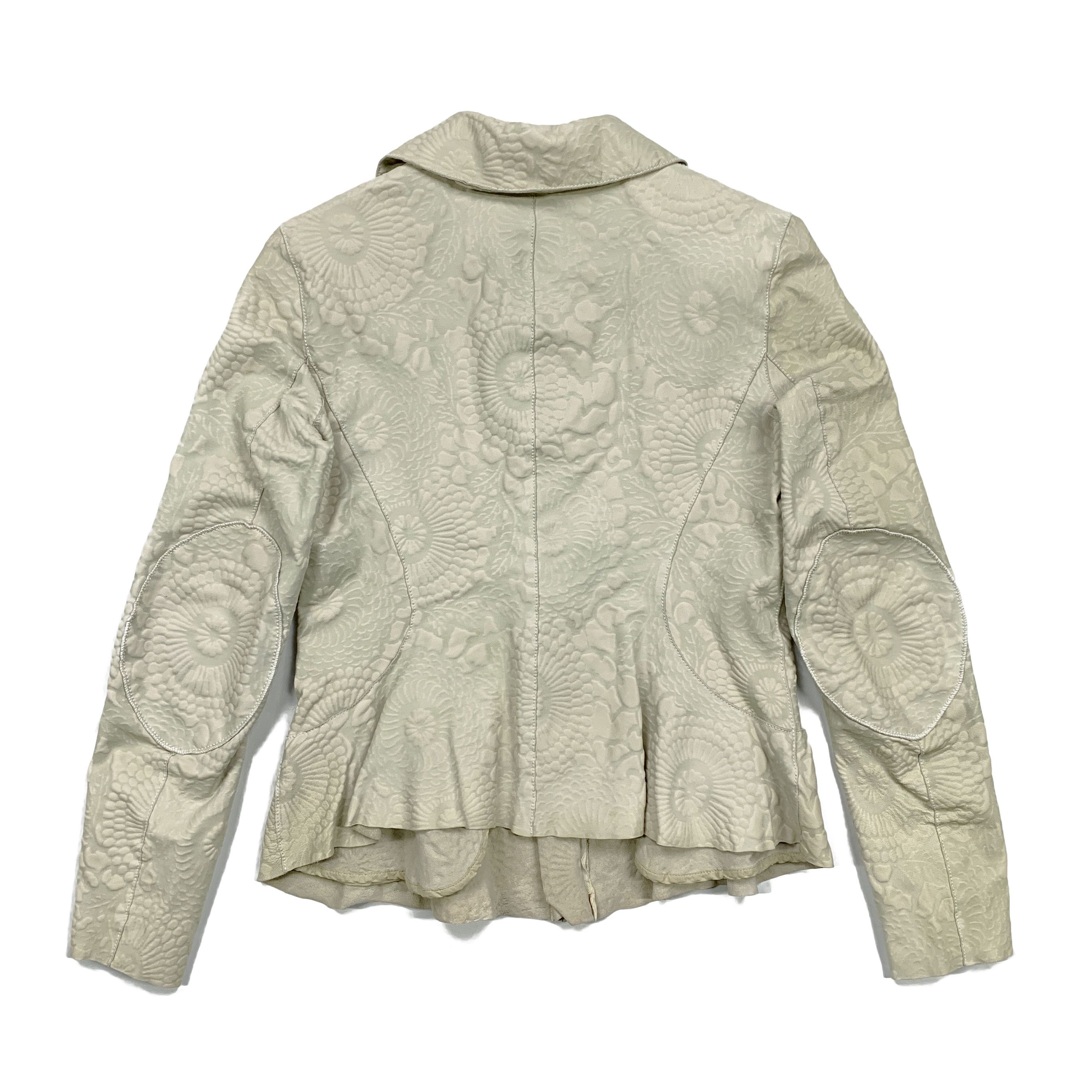 Armani × Emporio Armani 00s Floral Textured Leather Jacket Size M / US 6-8 / IT 42-44 - 2 Thumbnail