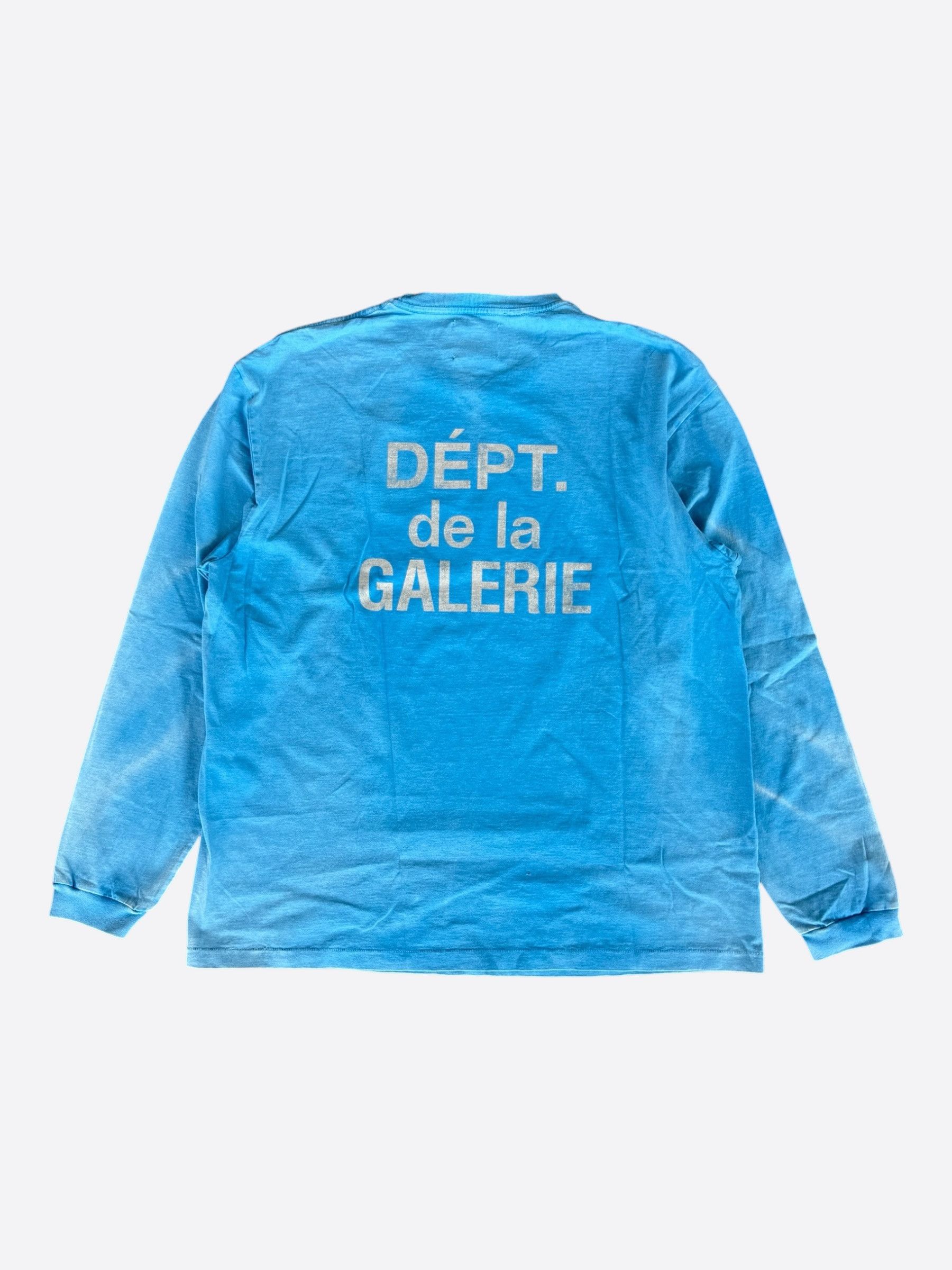 Gallery Dept. Faded Blue & White French Logo Longsleeve T-Shirt Size US XXL / EU 58 / 5 - 2 Thumbnail