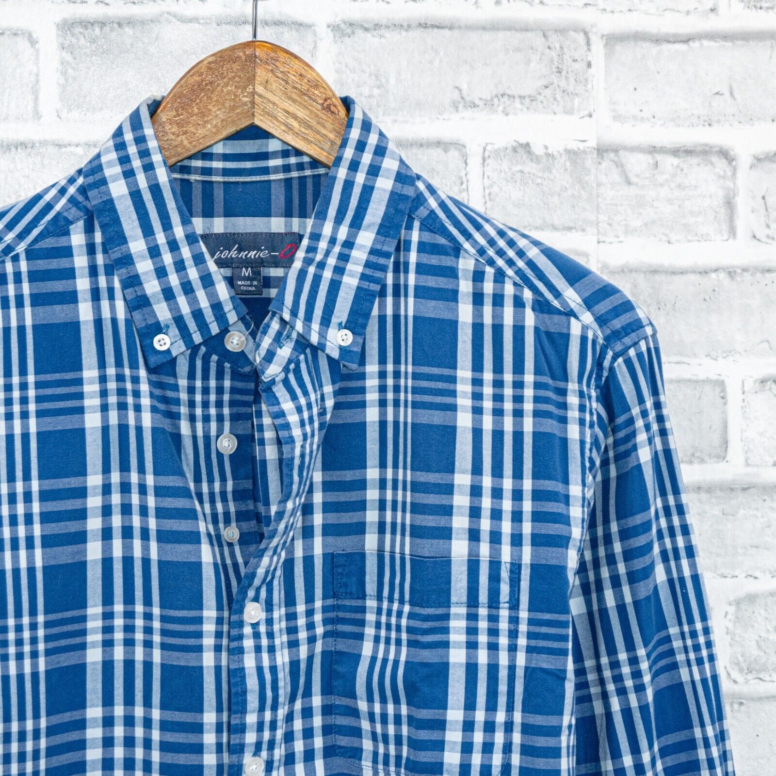 johnnie-O Johnnie-O Men's Long Sleeve Button Down Shirt Blue Plaid Size US M / EU 48-50 / 2 - 1 Thumbnail