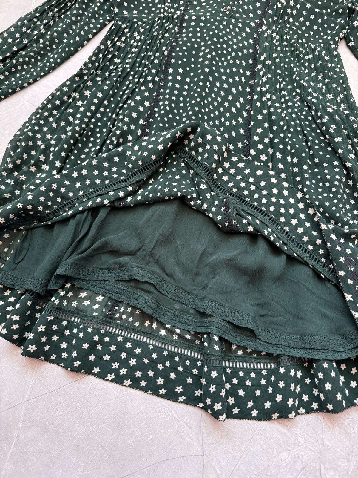 Other Brora Silk Star Print Embroidered Dress Dark Green Size L / US 10 / IT 46 - 13 Thumbnail