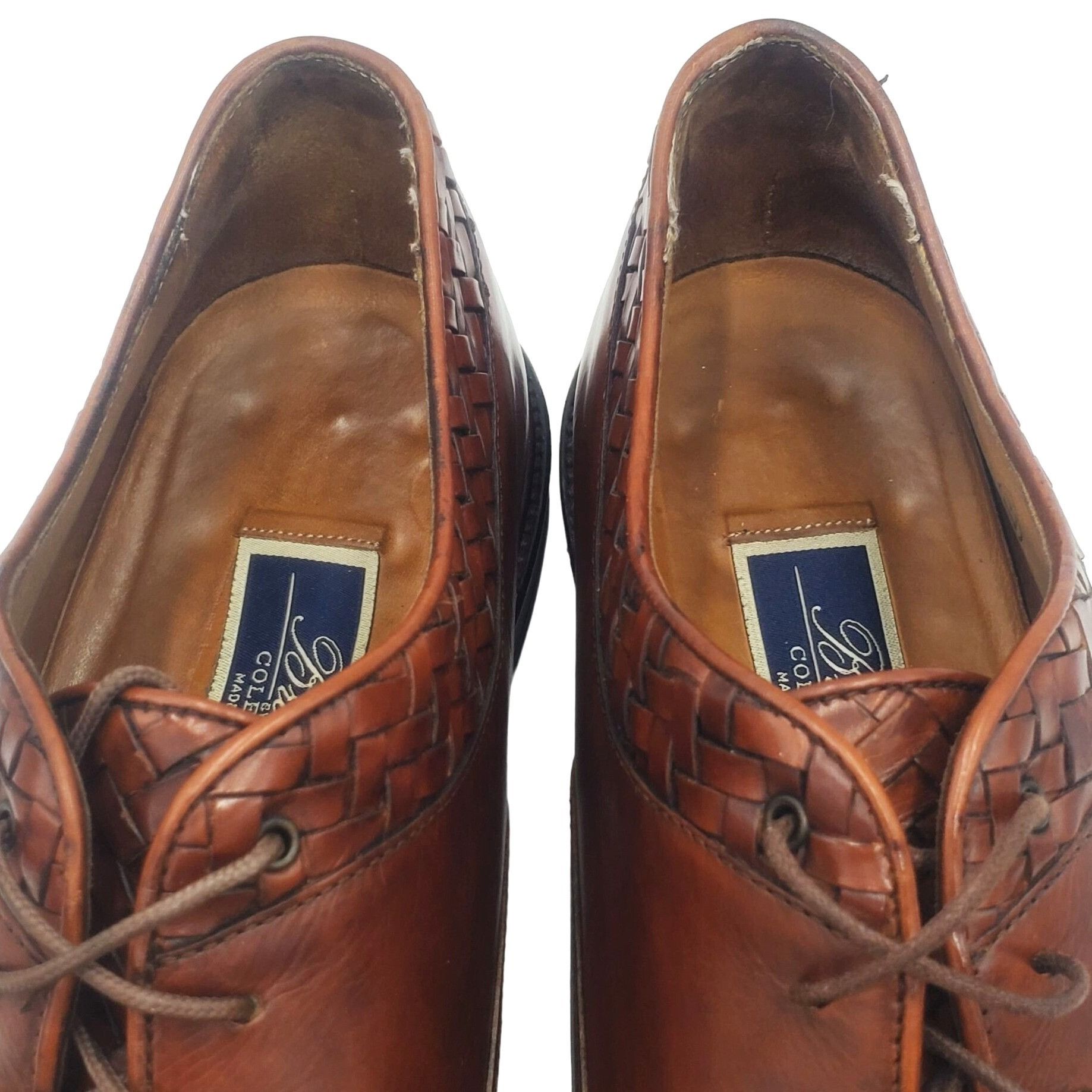 Cole Haan Italy Bragano Cole Haan Men's size 11.5B Brown Leather Woven Size US 11.5 / EU 44-45 - 10 Thumbnail