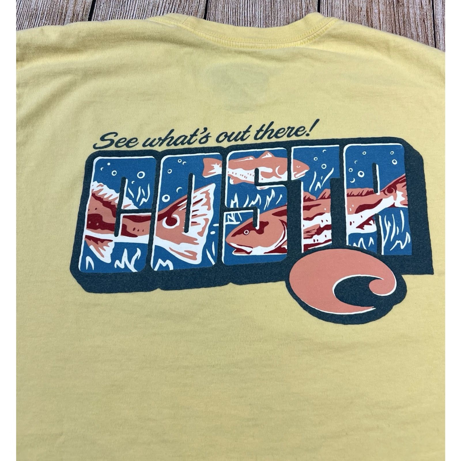 Costa Del Mar Costa Del Mar T-Shirt Fish Yellow 100% Cotton L Mens Short Sleeve Regular Size Large Size US L / EU 52-54 / 3 - 6 Thumbnail