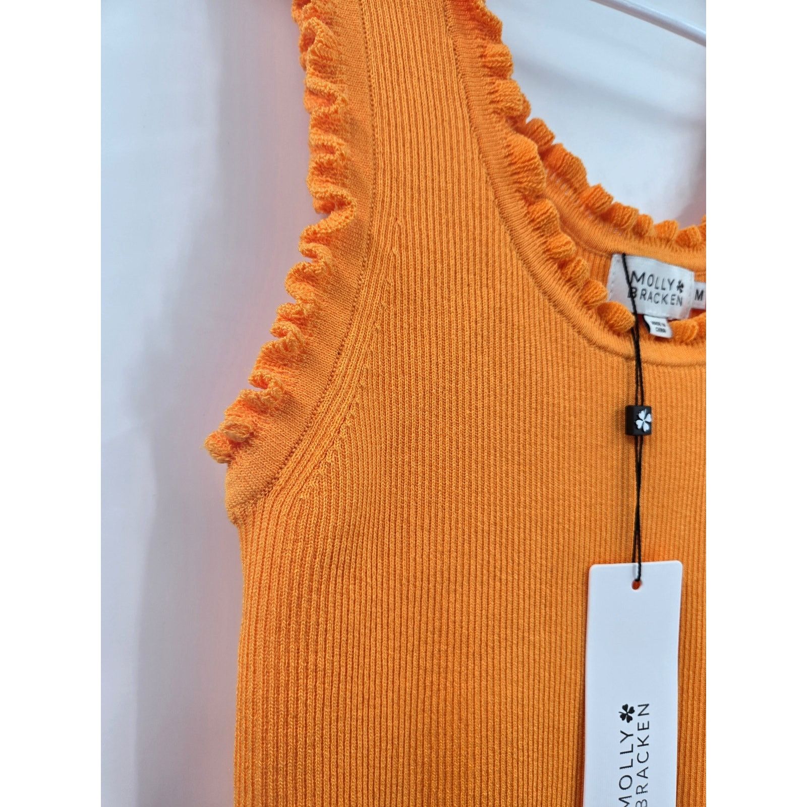 Other NEW Molly Bracken Ribbed Tank Top with Ruffles Orange Medium Size M / US 6-8 / IT 42-44 - 9 Thumbnail