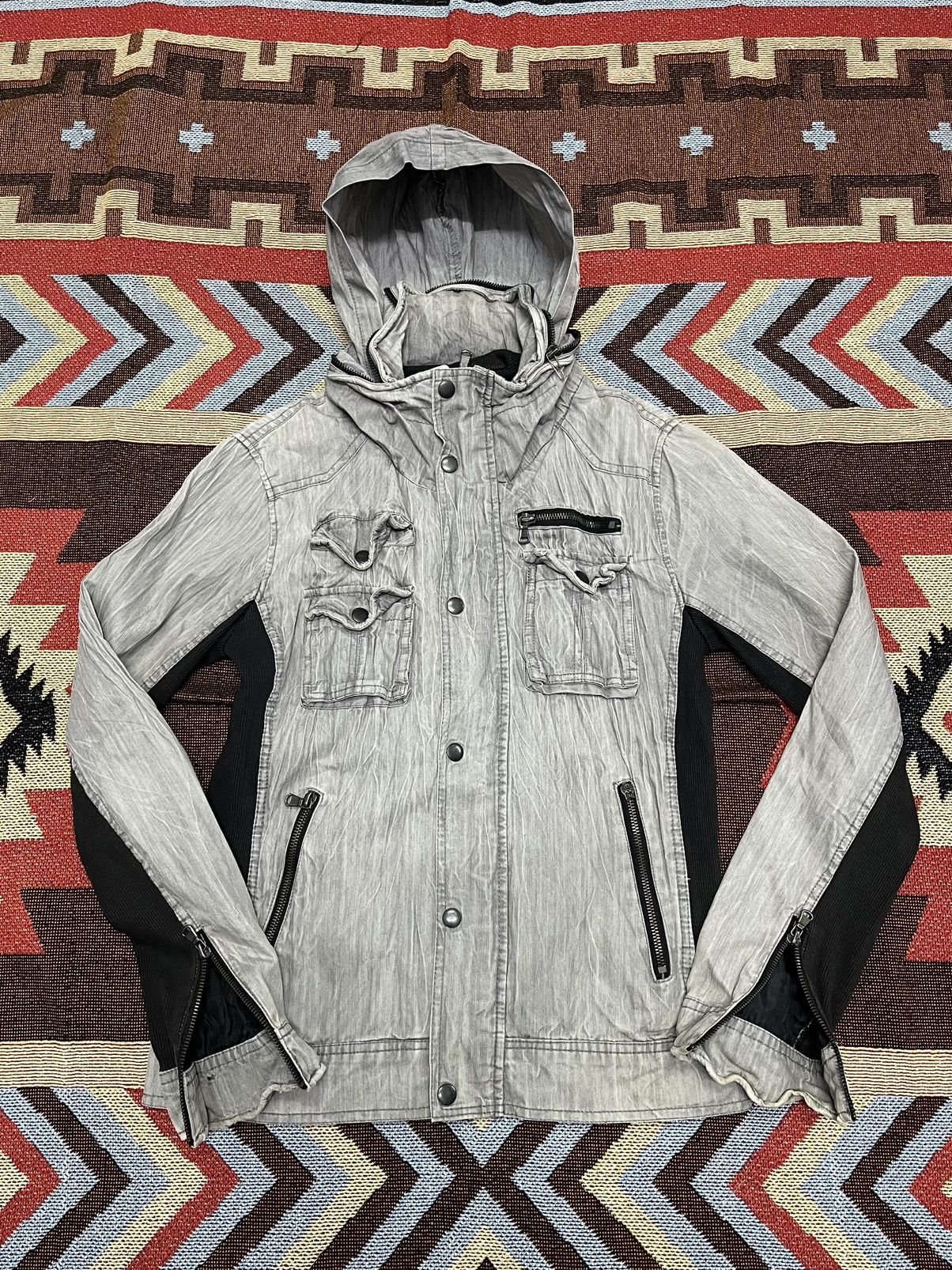 Japanese Brand 💀Y2k Semantic Design faded Jacket 💀 Size US S / EU 44-46 / 1 - 1 Thumbnail