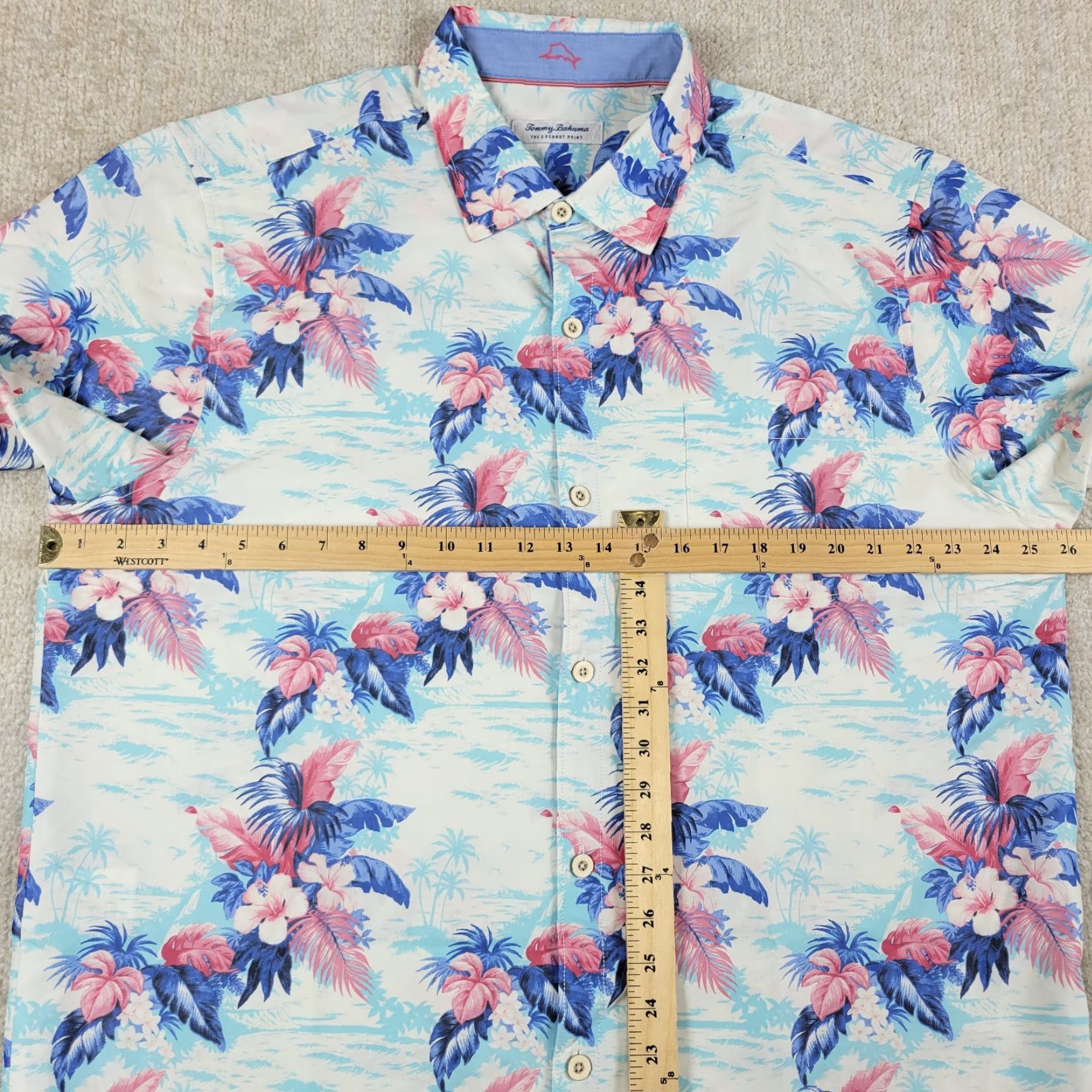 Tommy Bahama VINTAGE Tommy Bahama Shirt Mens XL Blue Pink Floral Tropical Hubiscus Fern Islandzone Size US XL / EU 56 / 4 - 4 Thumbnail