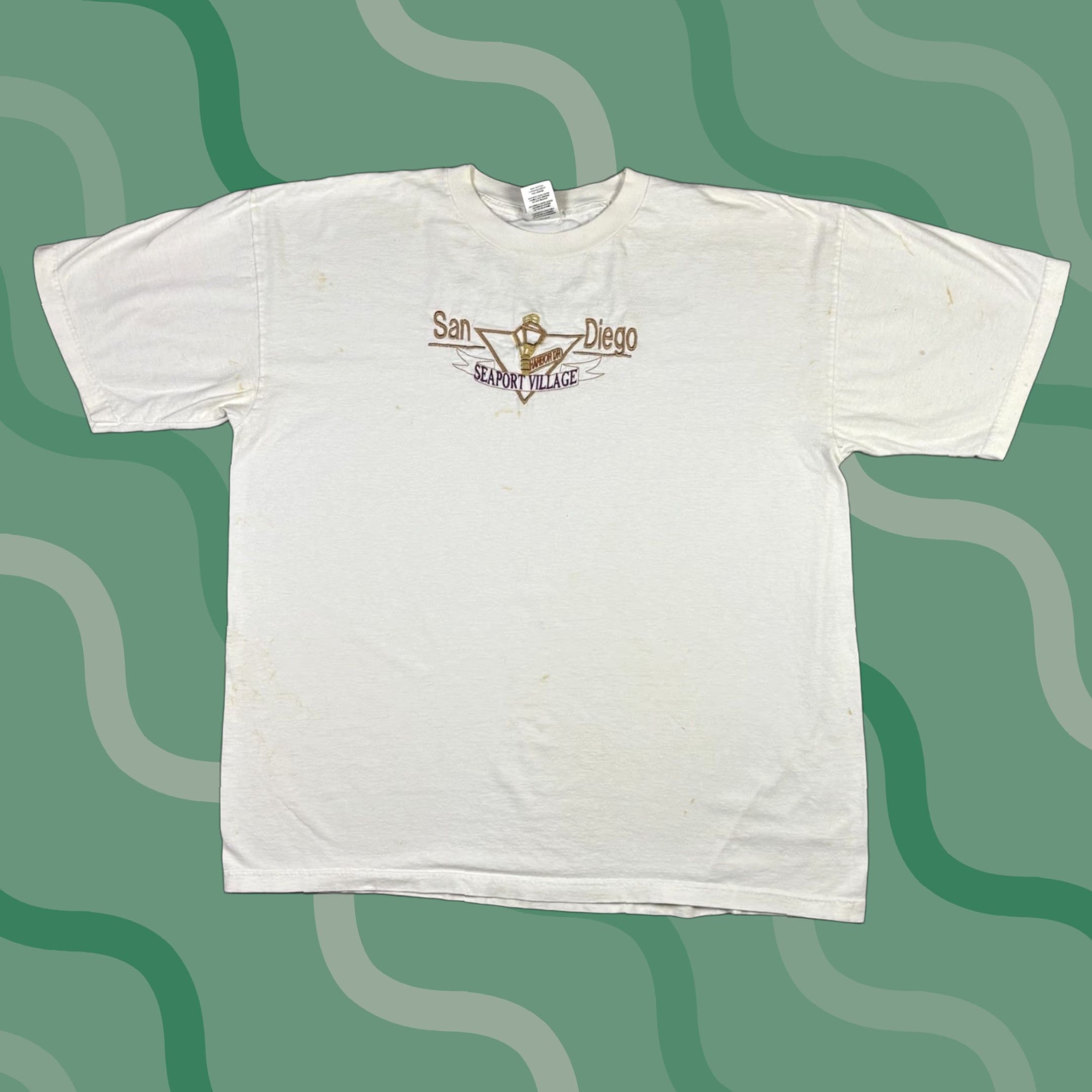 Vintage VINTAGE 90s San Diego Seaport Village T Shirt Embroidered Adult 2XL White Crew Neck Short Sleeve Mens Size US XXL / EU 58 / 5 - 1 Thumbnail