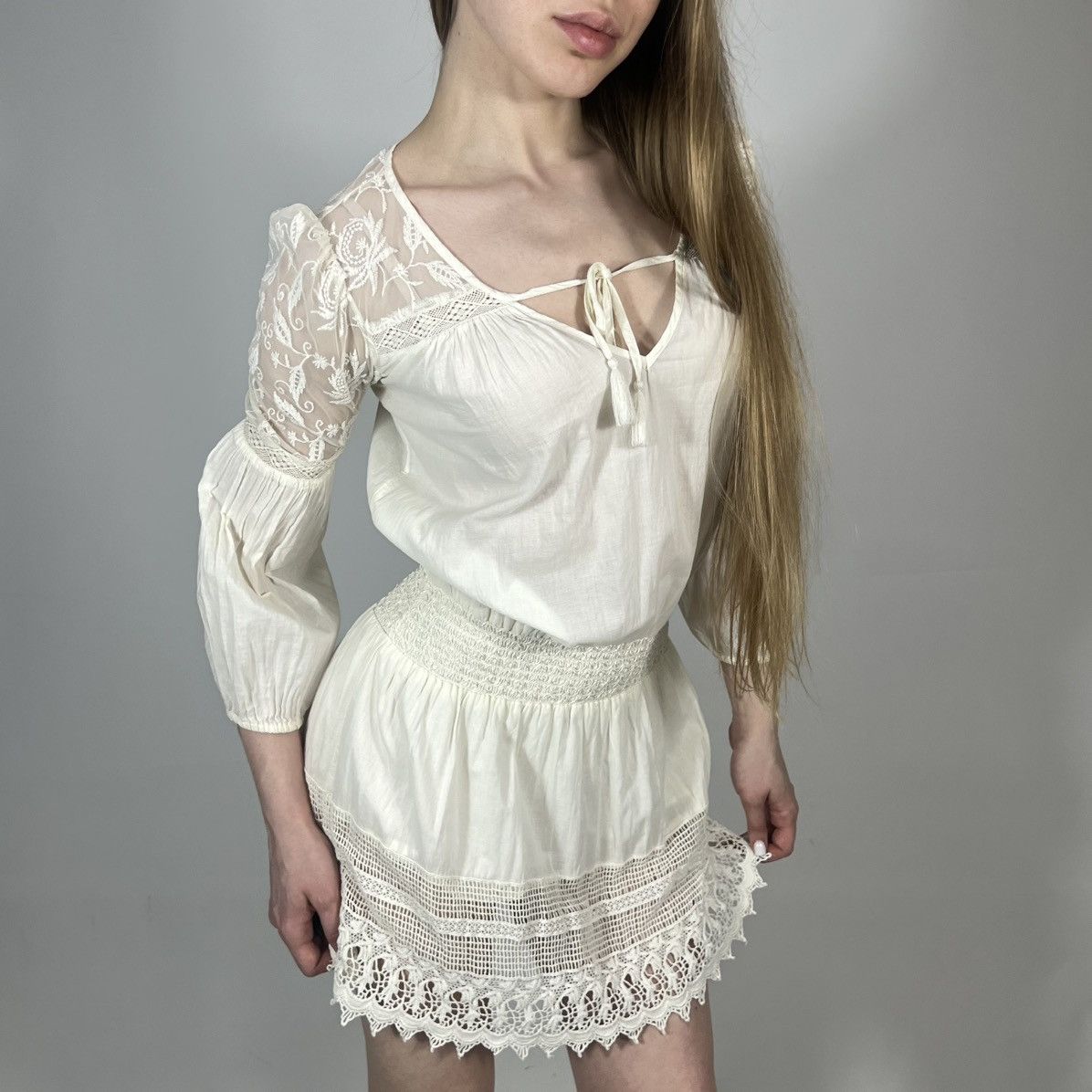 Denim & Supply Ralph Lauren Vintage Y2K Denim & Supple Ralph Lauren Lace Boho Mini Dress Size S / US 4 / IT 40 - 3 Thumbnail