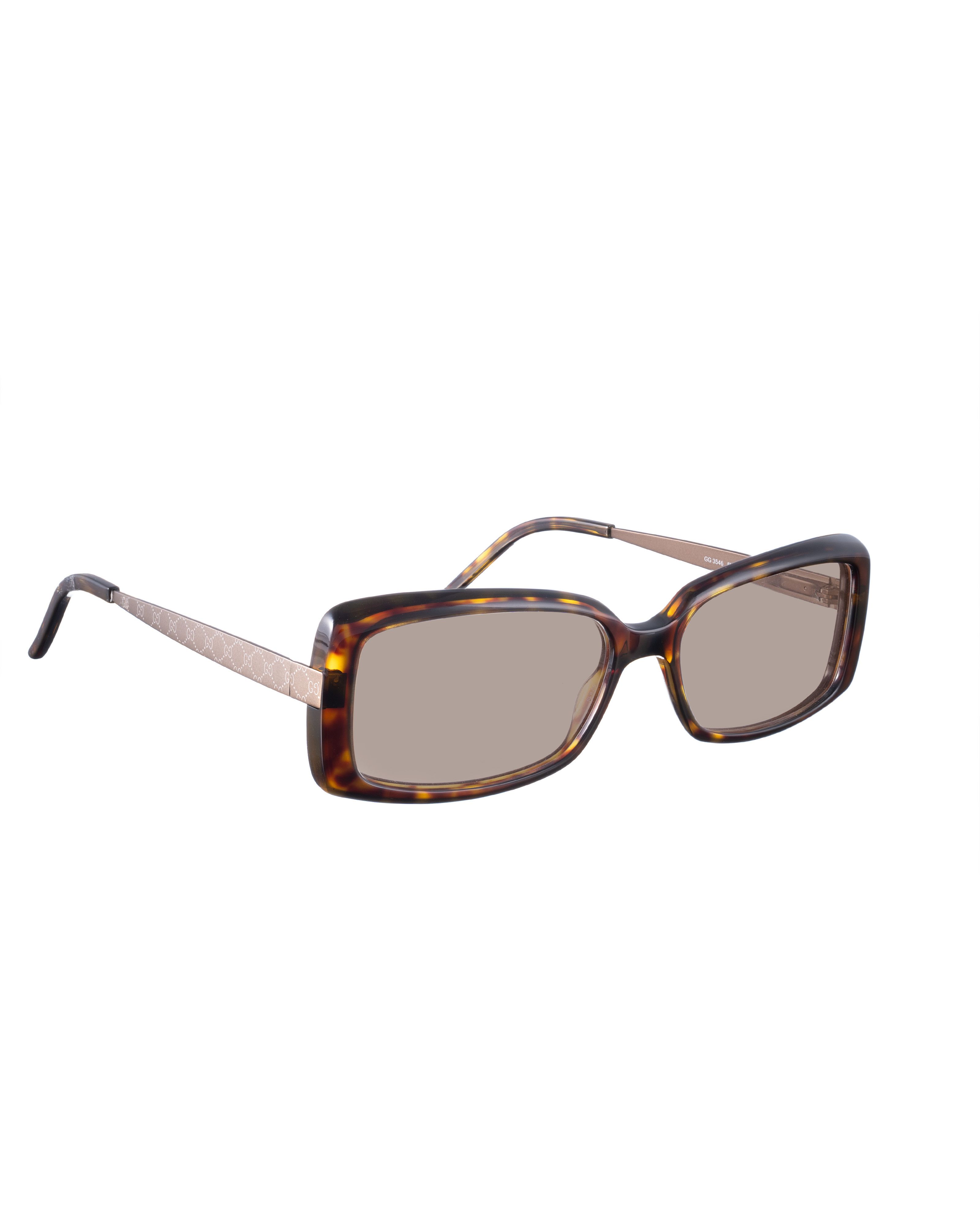 Gucci Gucci 00s Havana Rectangular Monogram Sunglasses Size ONE SIZE - 1 Thumbnail