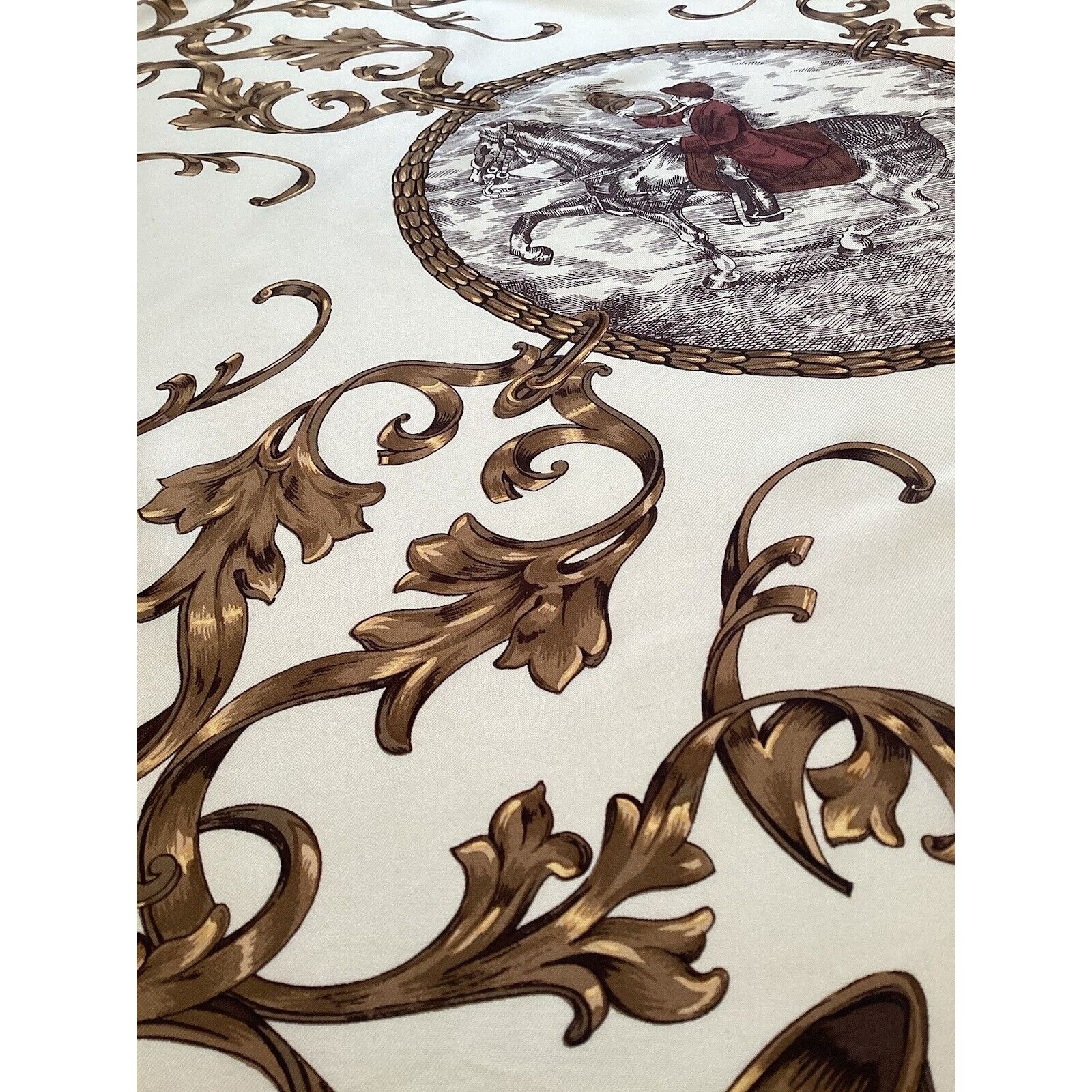 Other CHASSEUR PARIS Ivory Brown Hunting Print Scarf 35" SQR EX CO Size ONE SIZE - 4 Thumbnail