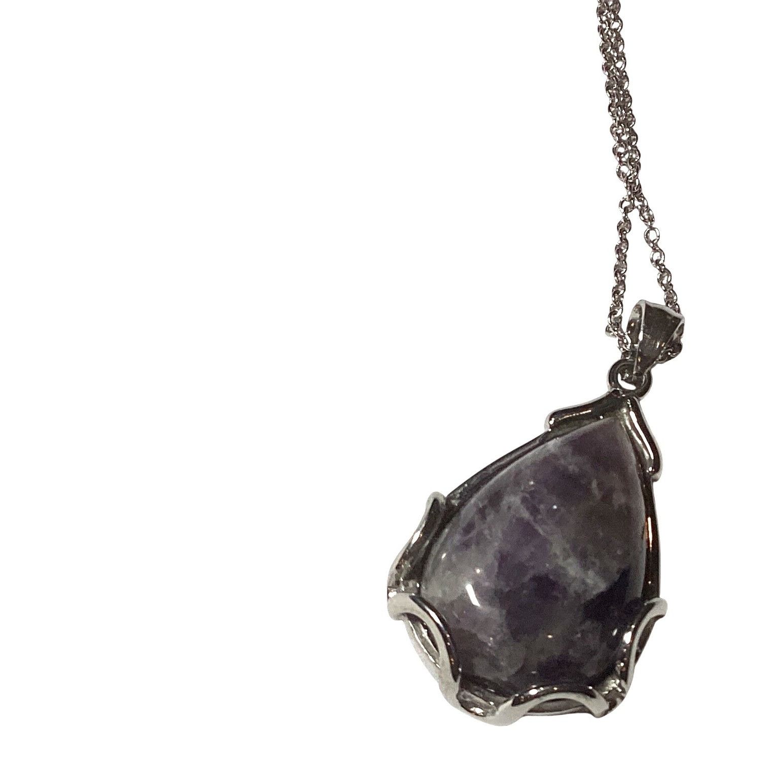 Other Sterling Silver Chain Necklace With Teardrop Amethyst Pendan Size ONE SIZE - 1 Thumbnail