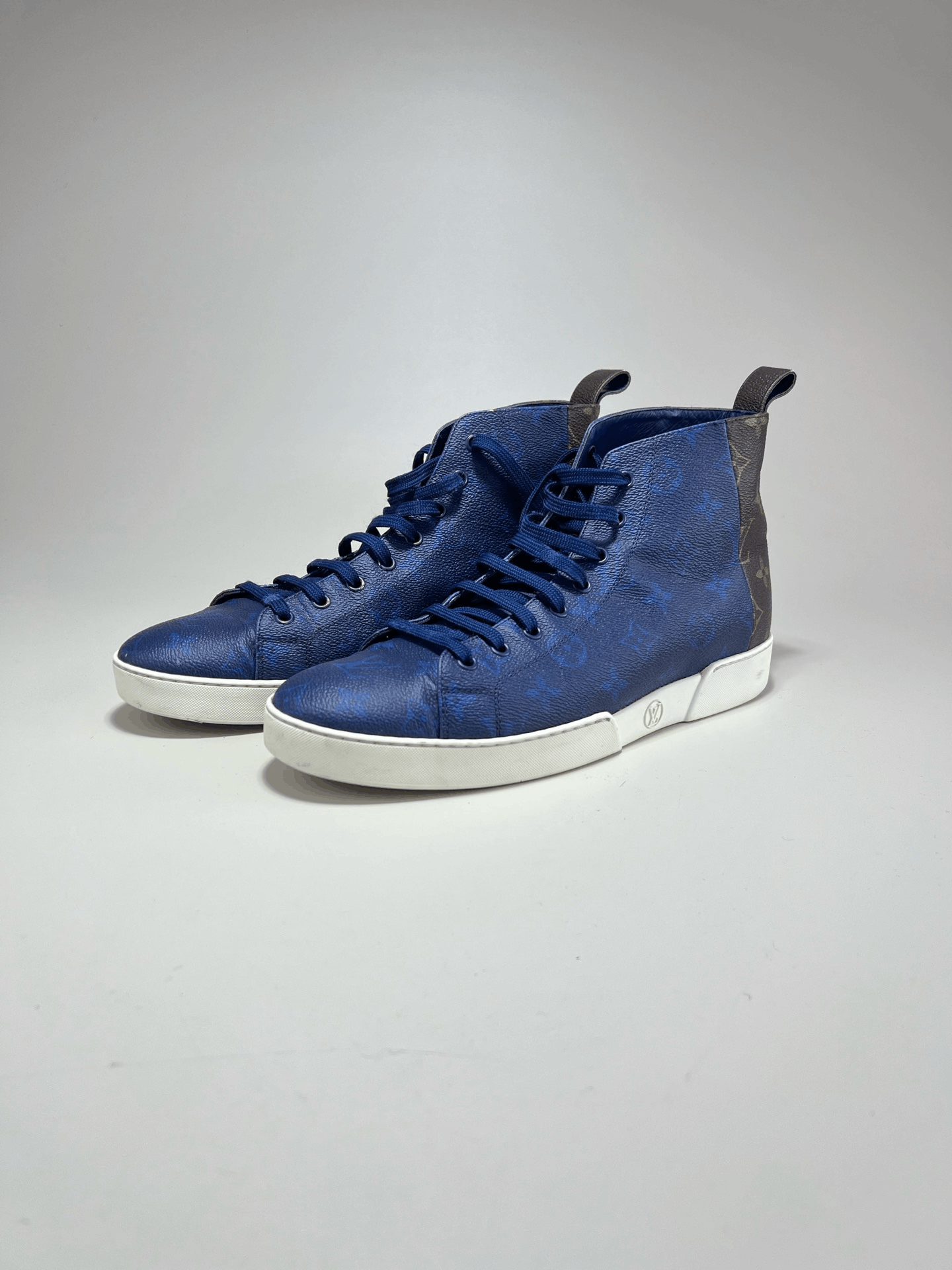 Louis Vuitton Louis Vuitton Blue Brown Monogram High-Top Sneakers Size US 9 / EU 42 - 1 Thumbnail