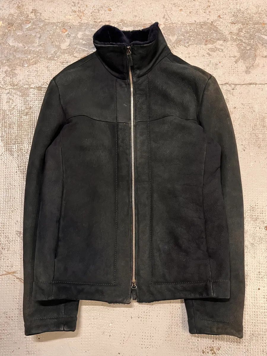 Emporio Armani 2010s Emporio Armani Black Shearling Avanat-Garde Leather Jacket Size US M / EU 48-50 / 2 - 4 Thumbnail