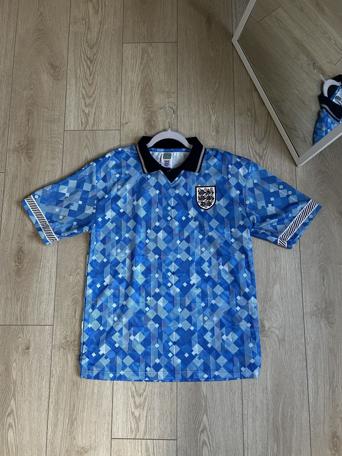 Vintage Vintage 90s England Score Draw Blue Jersey Size US L / EU 52-54 / 3 - 1 Thumbnail