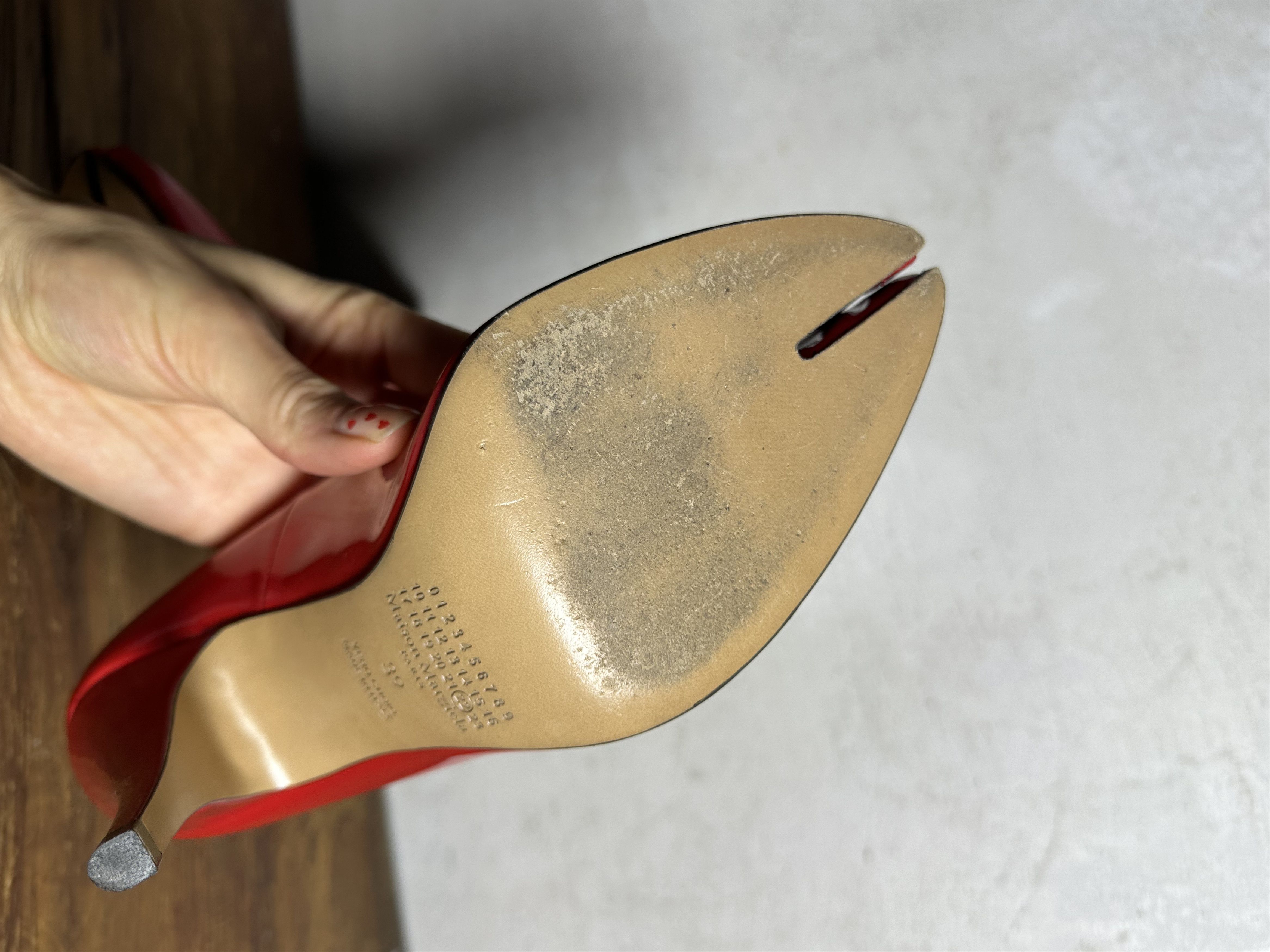 Maison Margiela Maison Margiela Red Tabi 110mm Patent Leather Pumps Size US 9 / IT 39 - 14 Thumbnail