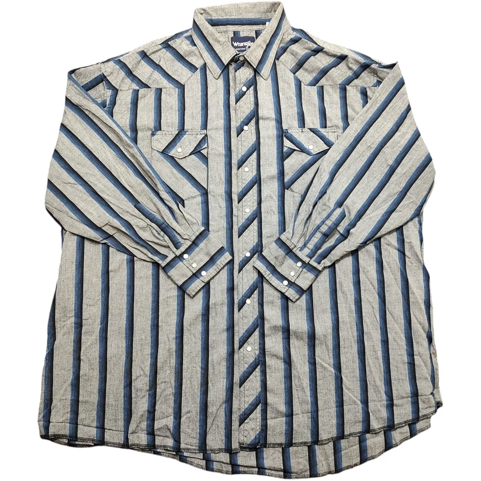 Wrangler VINTAGE Wrangler Pearl Snap Western Gray Woven Shirt Tall Long Mens Tag 20 X 36 Size US XXL / EU 58 / 5 - 2 Thumbnail