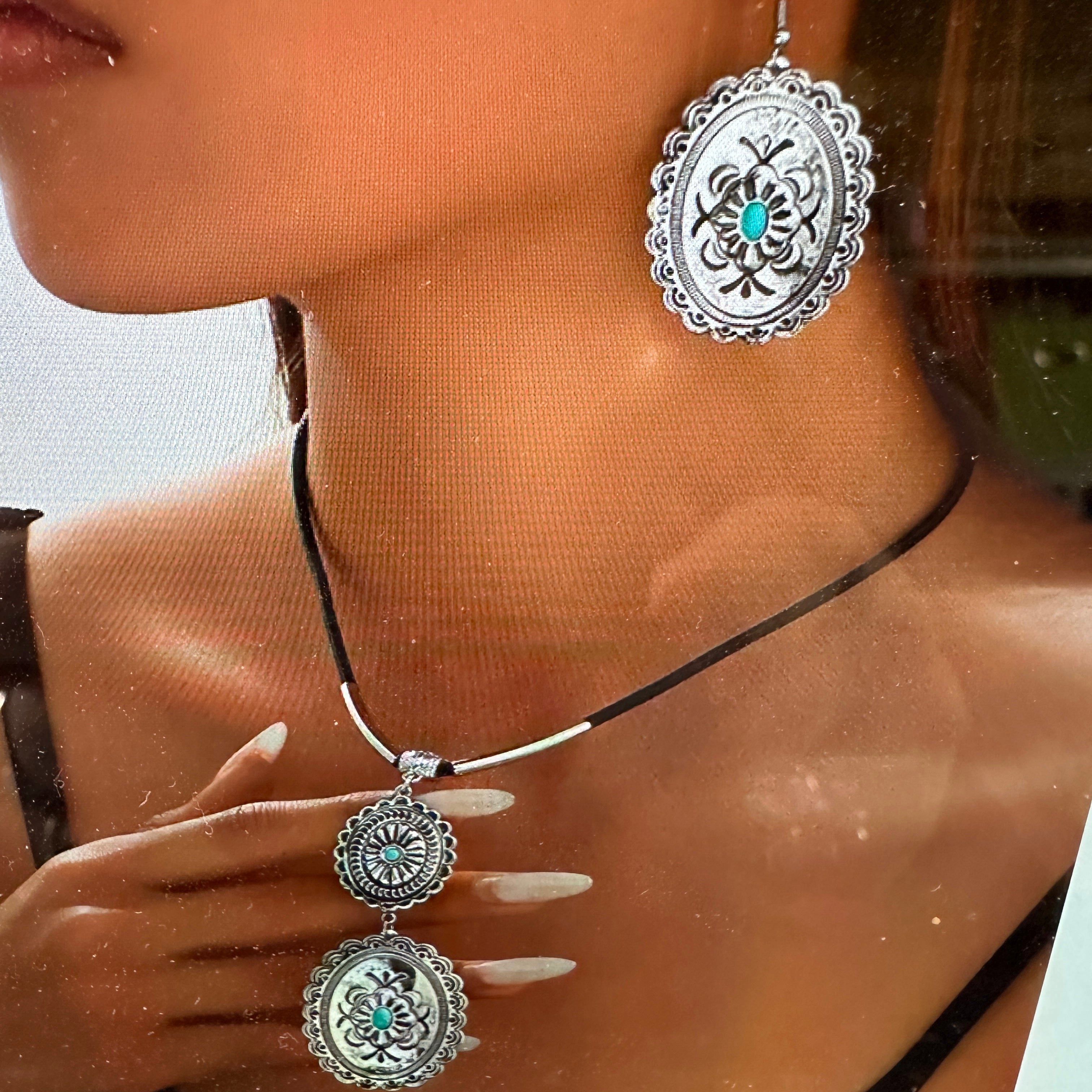 Other Turquoise Stone Bohemian Concho Jewelry Set with Fast Shippi Size ONE SIZE - 1 Thumbnail