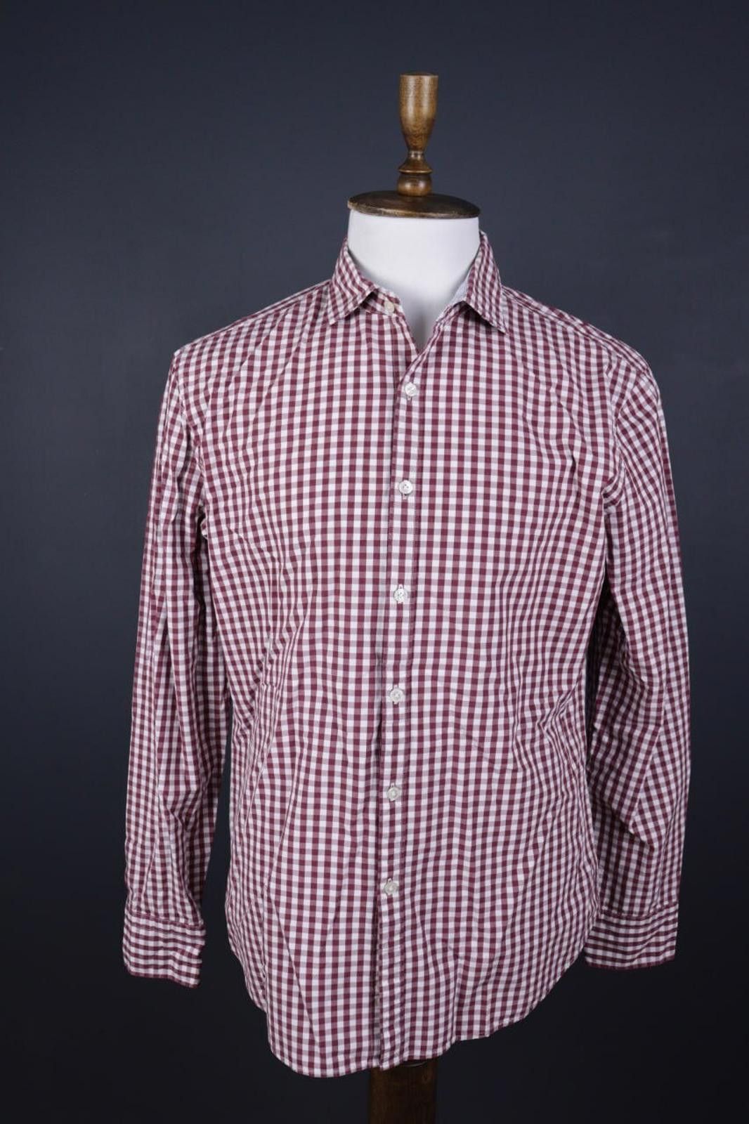 Designer Boggi Milano Red Check Button Down Shirt Size L 42 ? Size US L / EU 52-54 / 3 - 1 Thumbnail