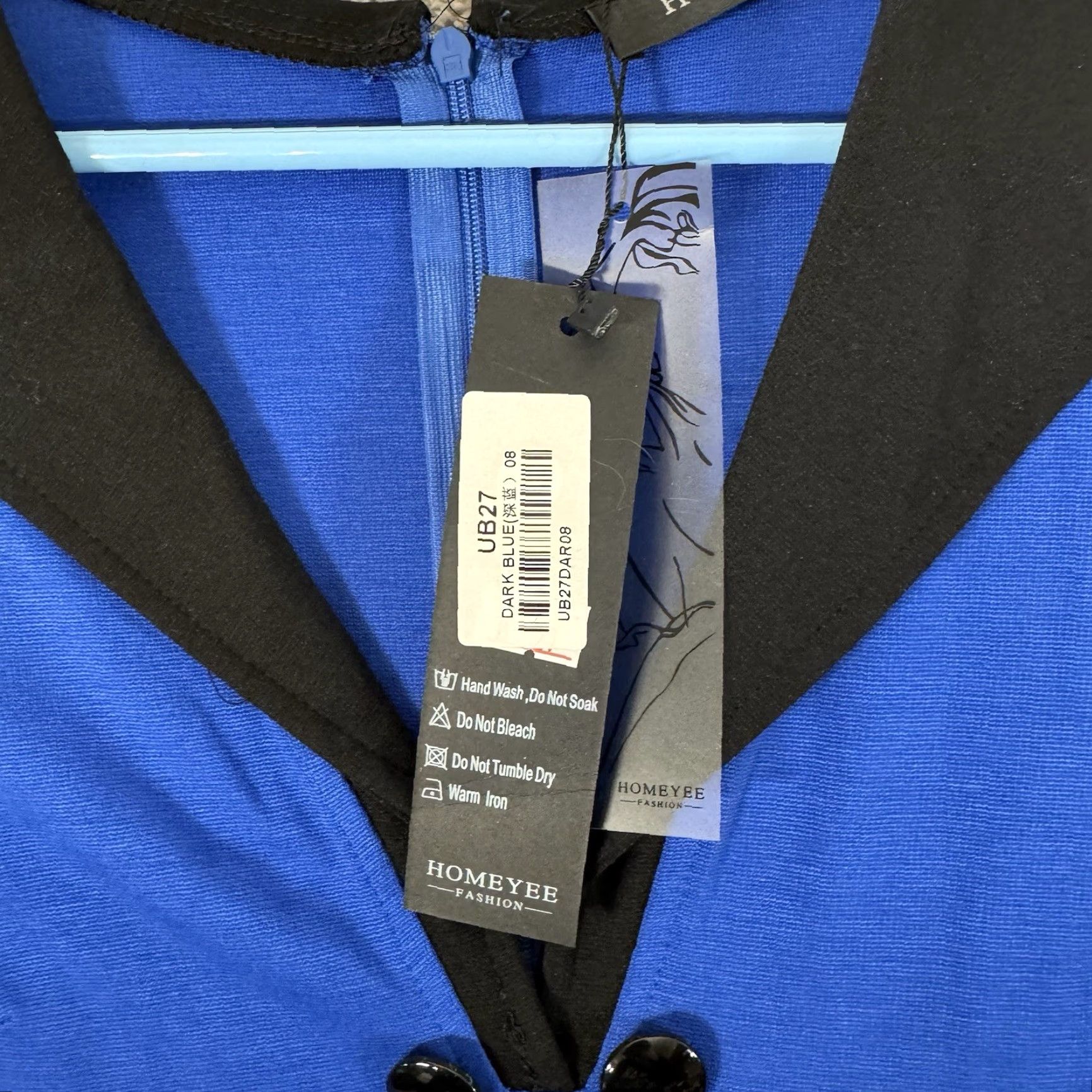 Vintage VINTAGE Homeyee Midi Dress 8 Retro 50s Pinup Office Classy Elegant Rockabilly Wiggle 3/4 Sleeve Black and Blue Sheath Womens Size M / US 6-8 / IT 42-44 - 3 Thumbnail