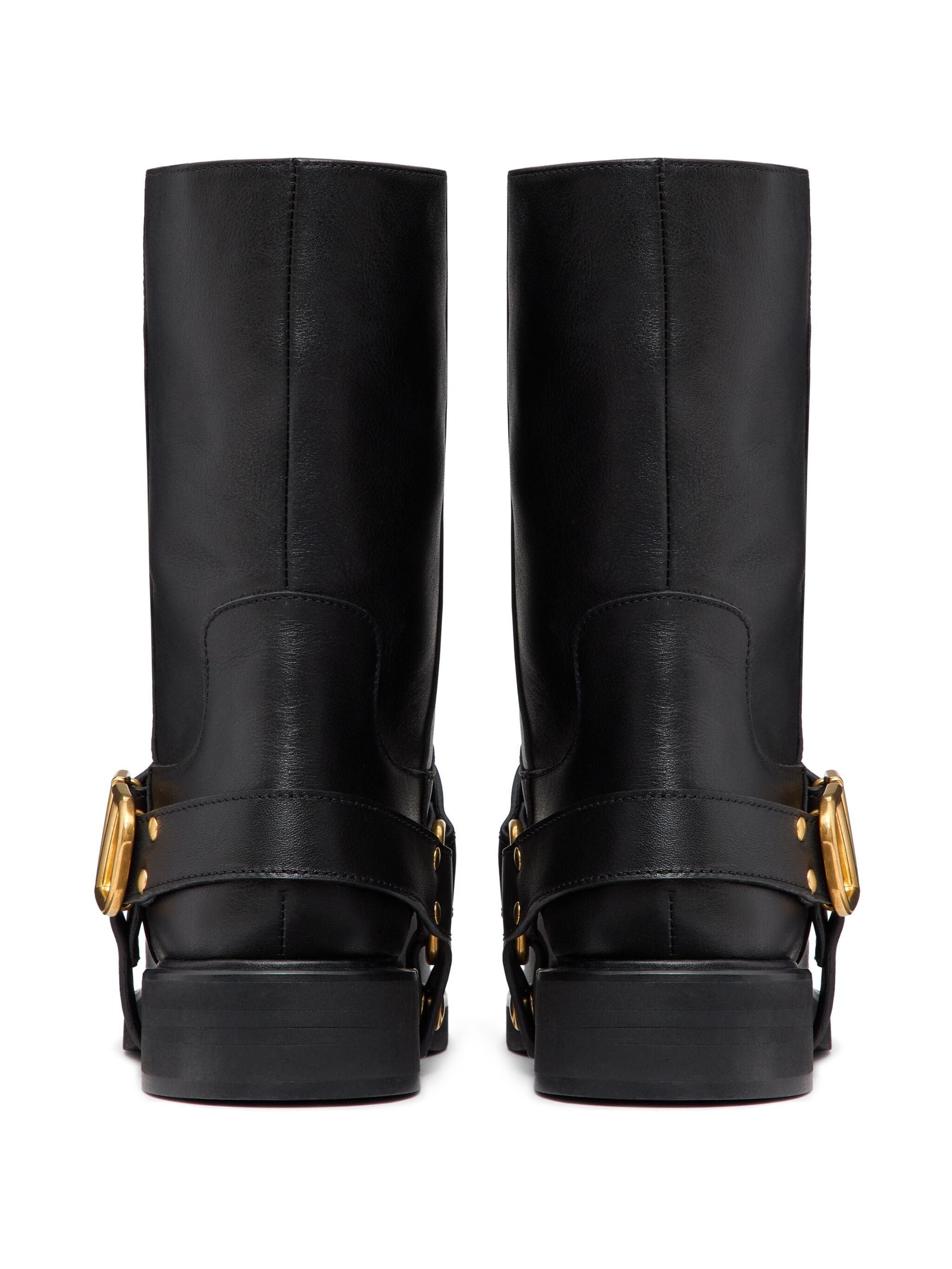 Valentino o1s22i1n0924 Vlogo Signature Leather Biker Boots in Black Size US 8 / IT 38 - 3 Thumbnail