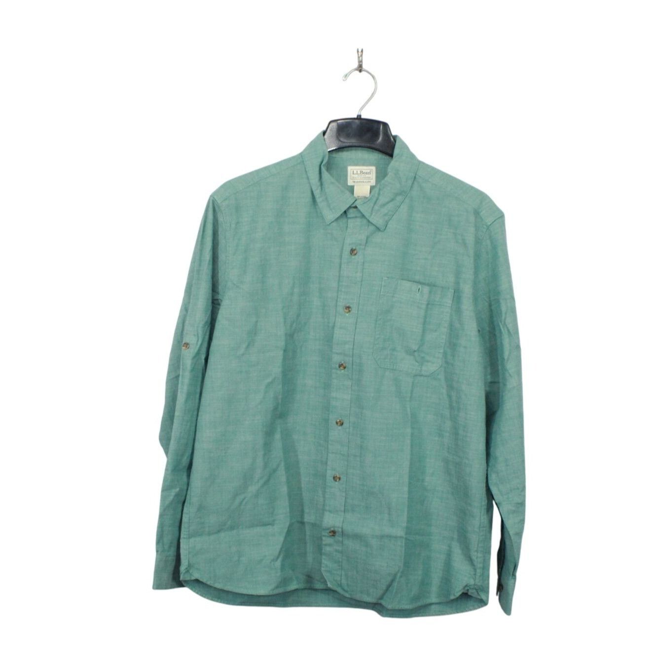 L.L. Bean LL Bean Heather Green Cotton Long Sleeve Button Up Shirt Size US M / EU 48-50 / 2 - 1 Thumbnail