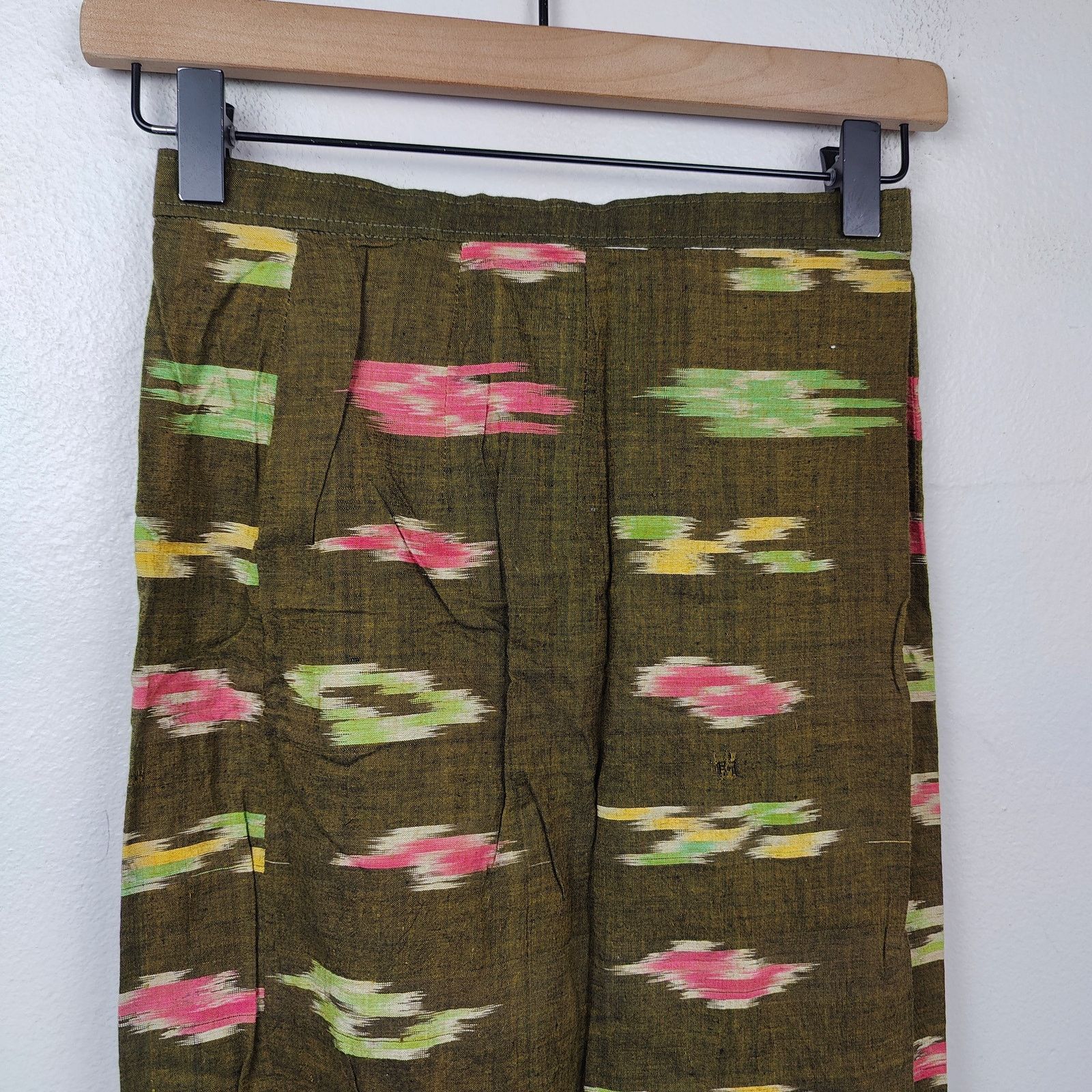 Other Vintage Unbranded Skirt Size XS Olive Green Tribal Geometric Size 26" / US 2 / IT 38 - 2 Thumbnail
